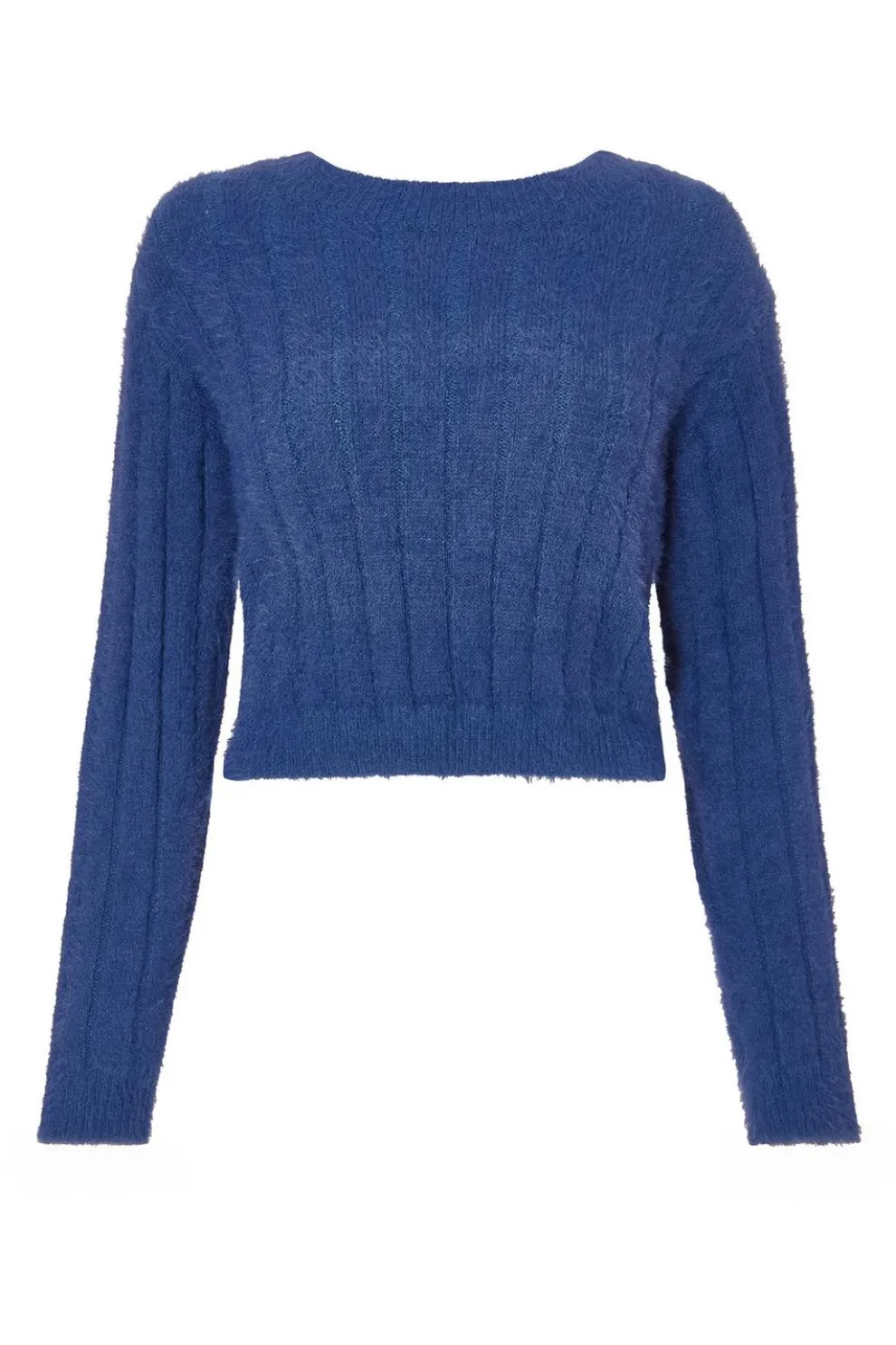 Navy Knit Cropped Jumper