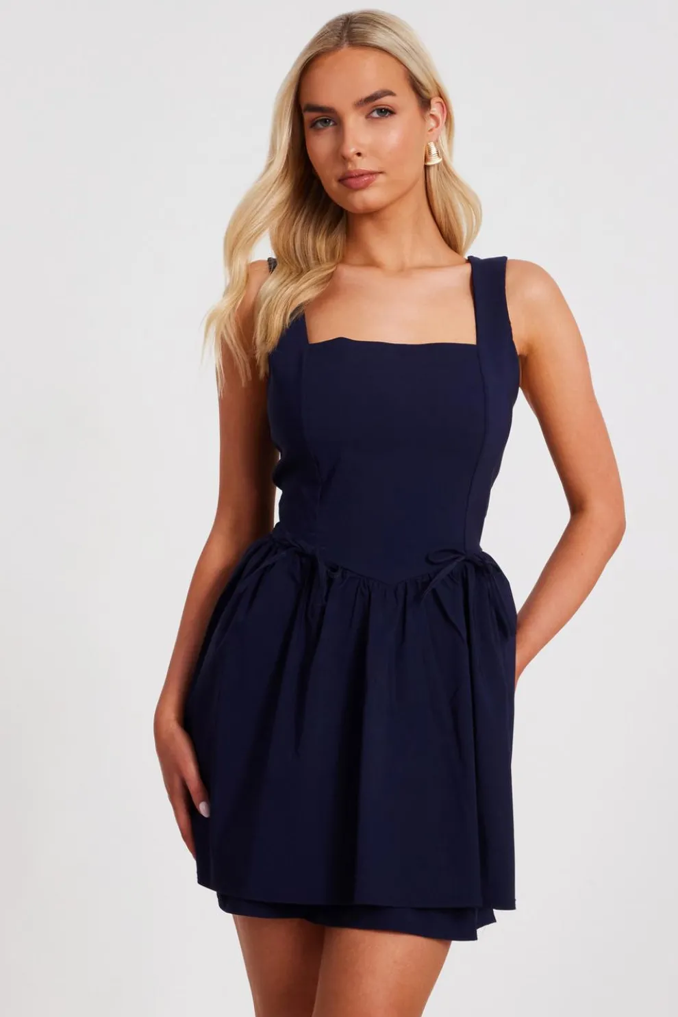 Navy Layered Mini Dress