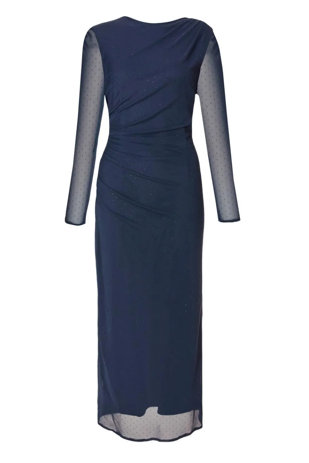 Navy Mesh Diamante Midaxi Dress