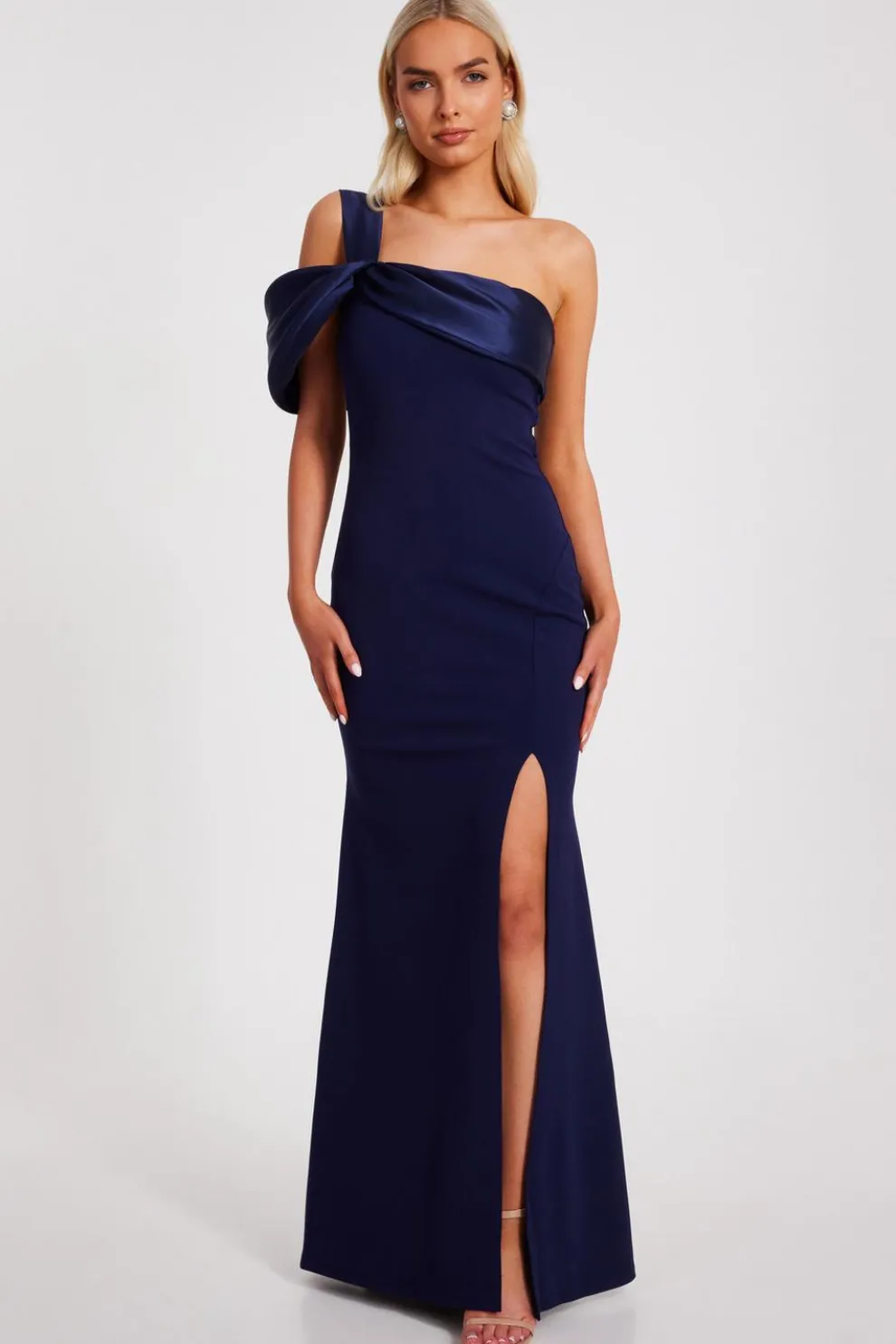 Navy One Shoulder Maxi Dress