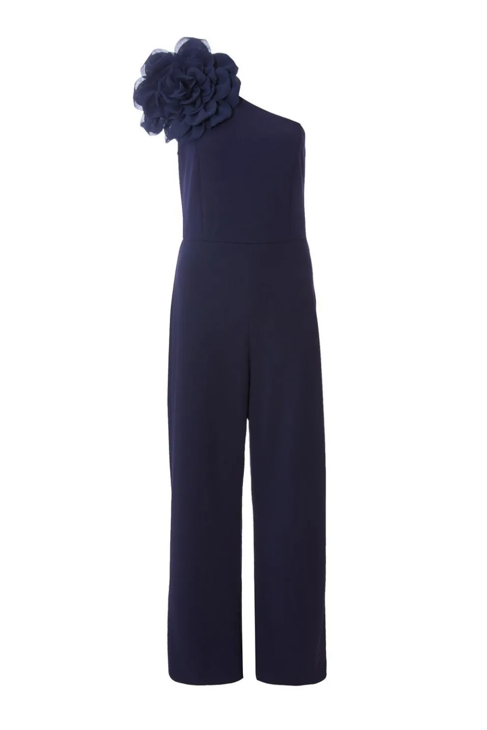 Navy One Shoulder Floral Jumpsuit