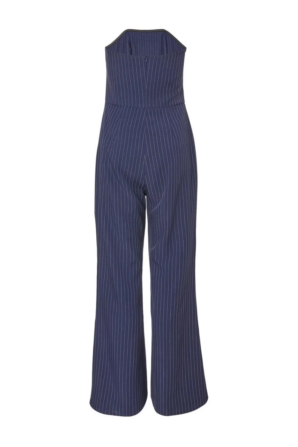 Navy Pinstripe Strapless Jumpsuit
