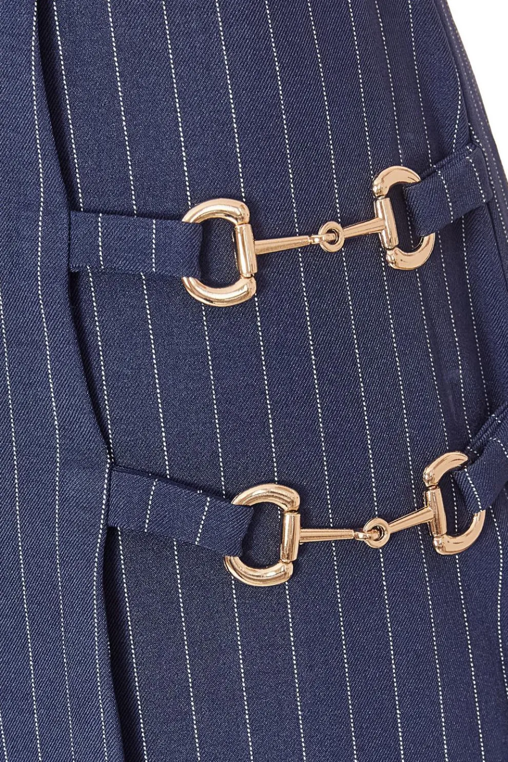 Navy Pinstripe Strapless Jumpsuit