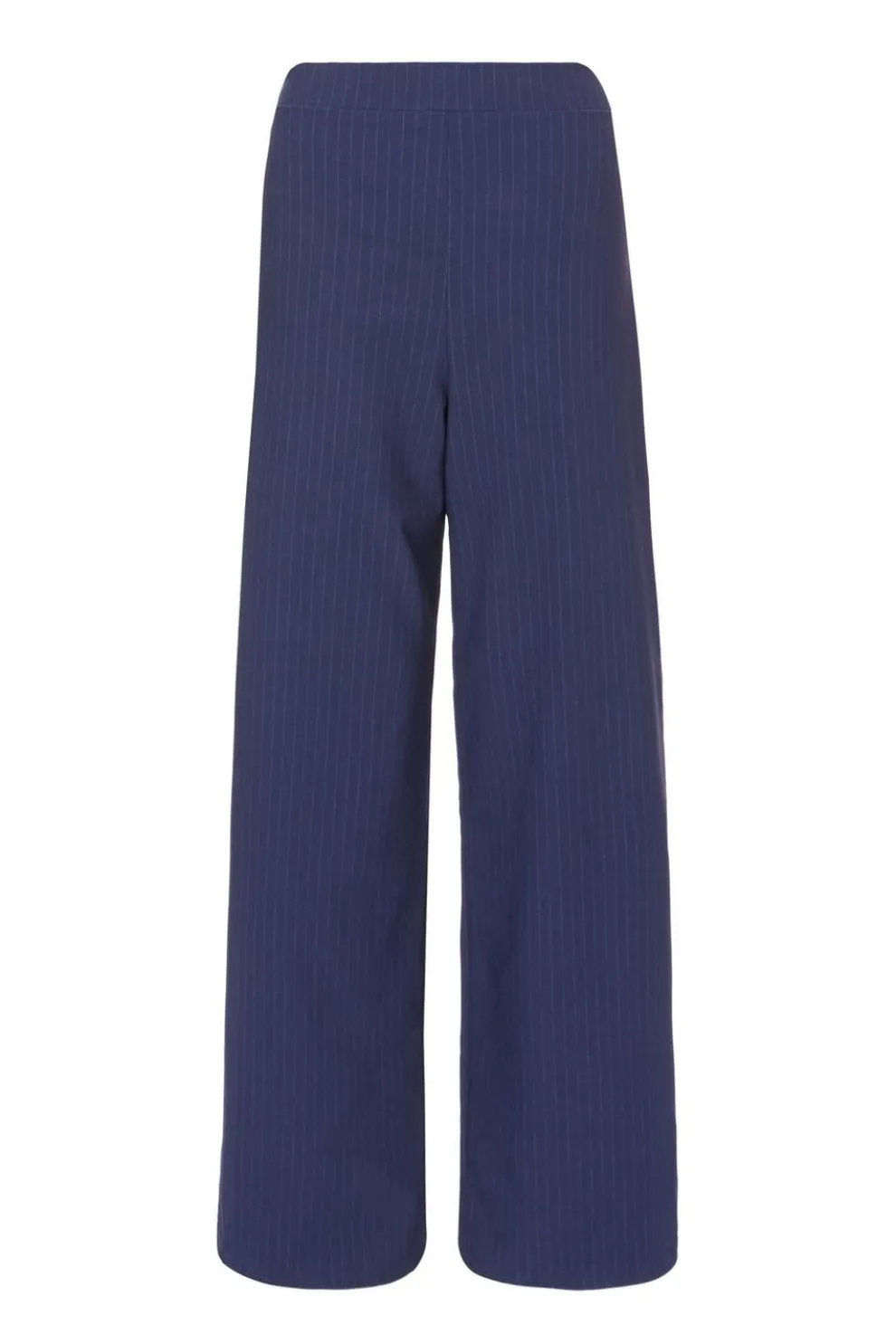 Navy Pinstripe Wide Leg Trousers
