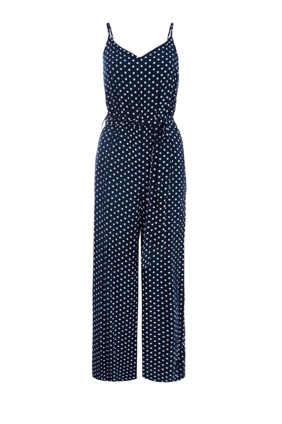 Navy Polka Dot Palazzo Jumpsuit