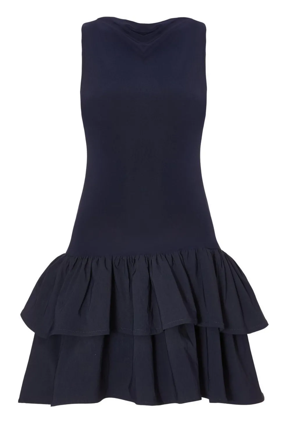 Navy Ruffle Hem Mini Dress