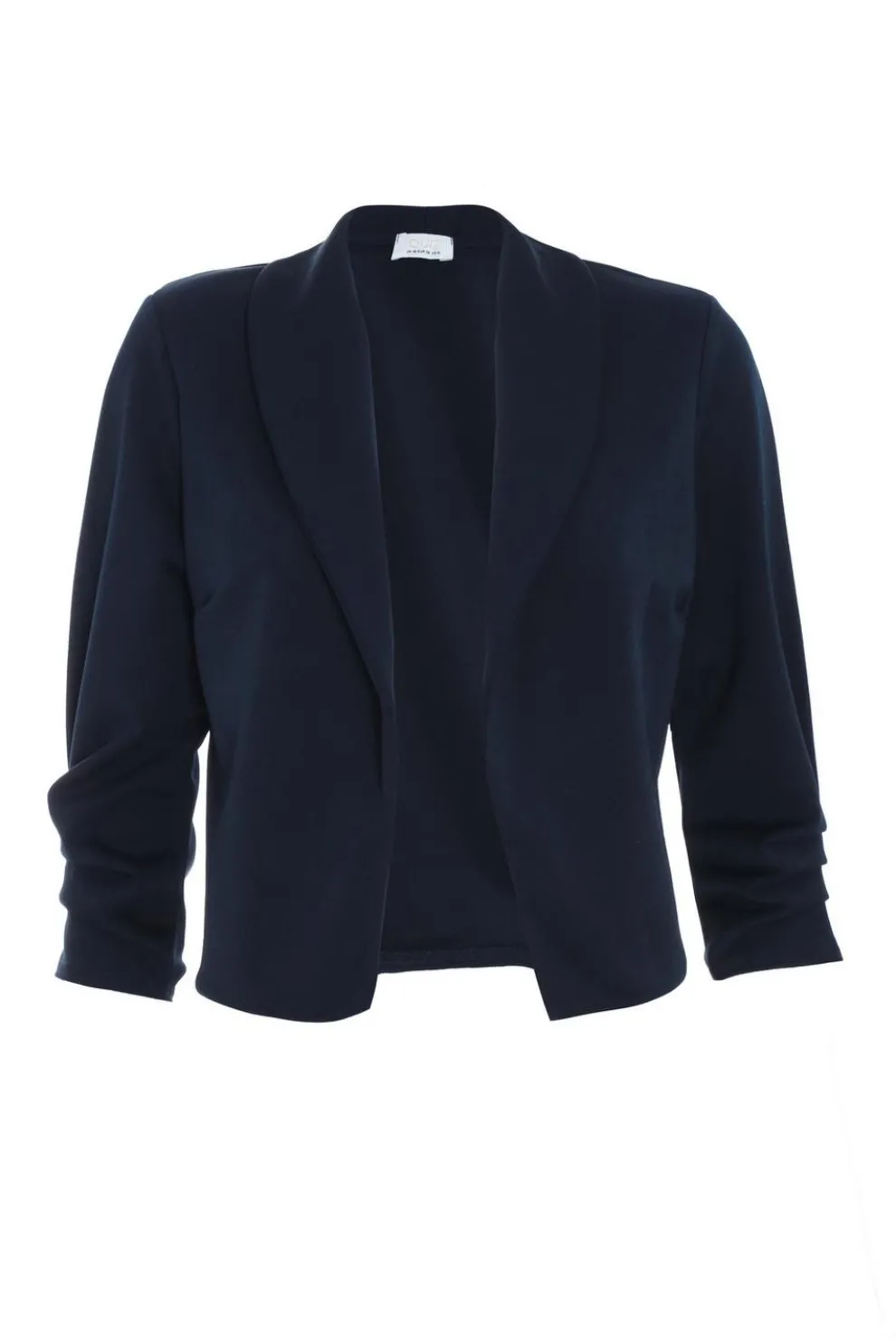 Navy Shawl Collar Crop Jacket
