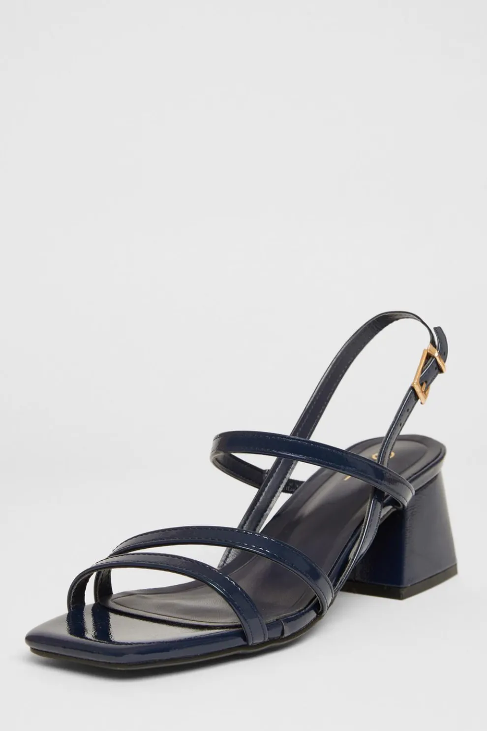 Navy Slingback Low Block Heels