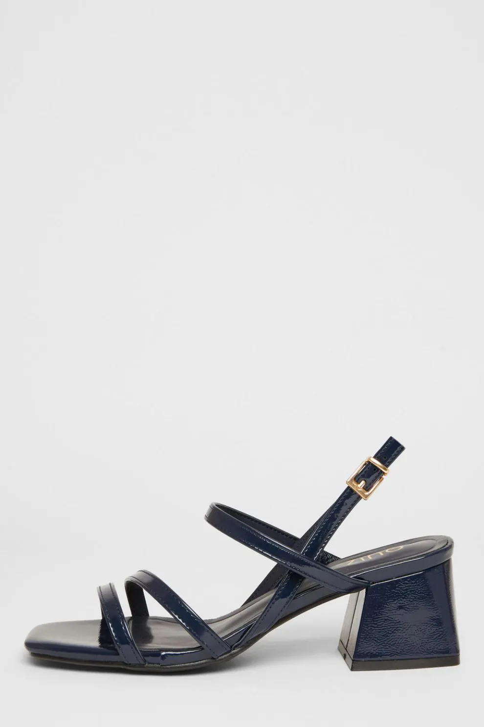 Navy Slingback Low Block Heels