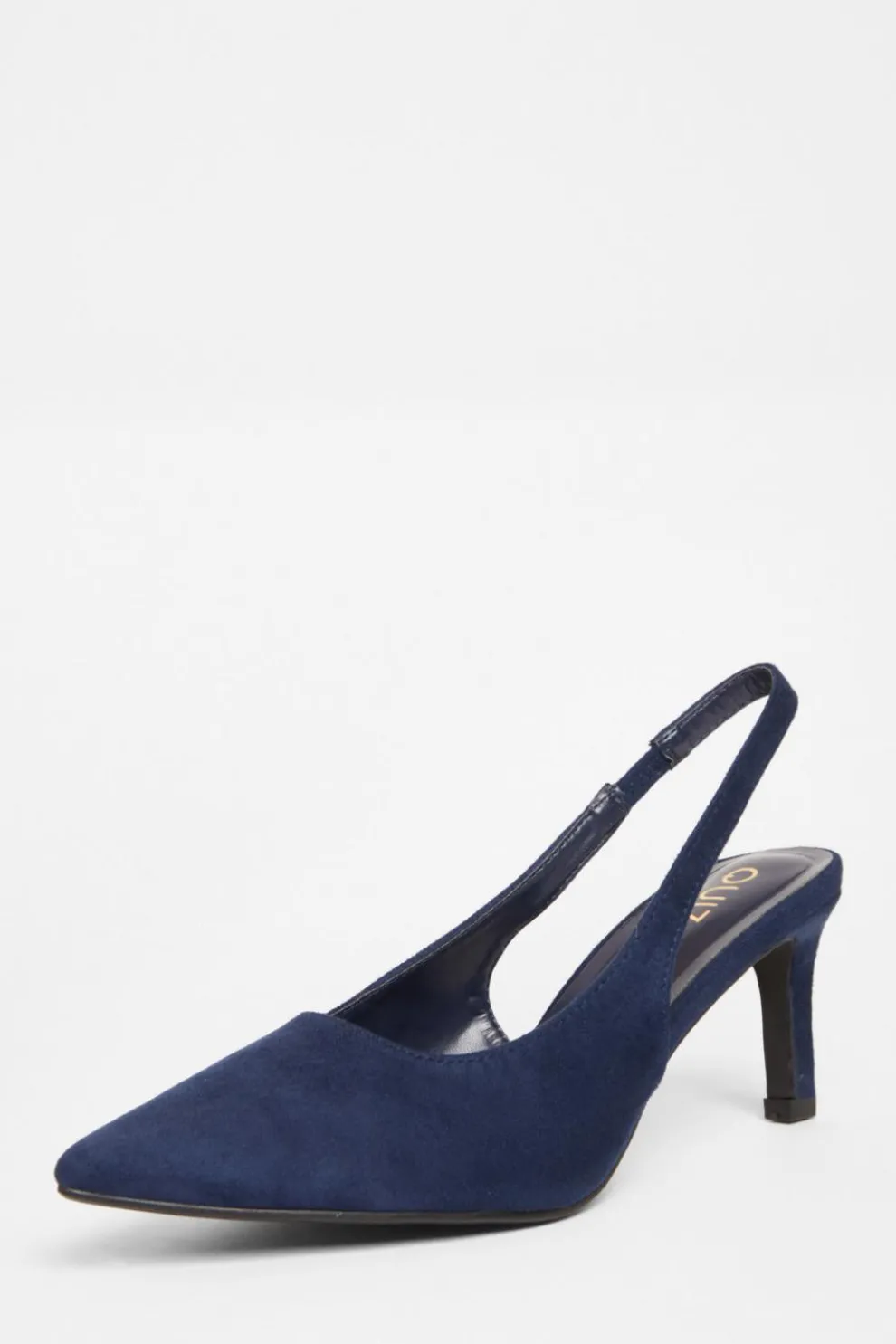 Navy Slingback Low Court Heels