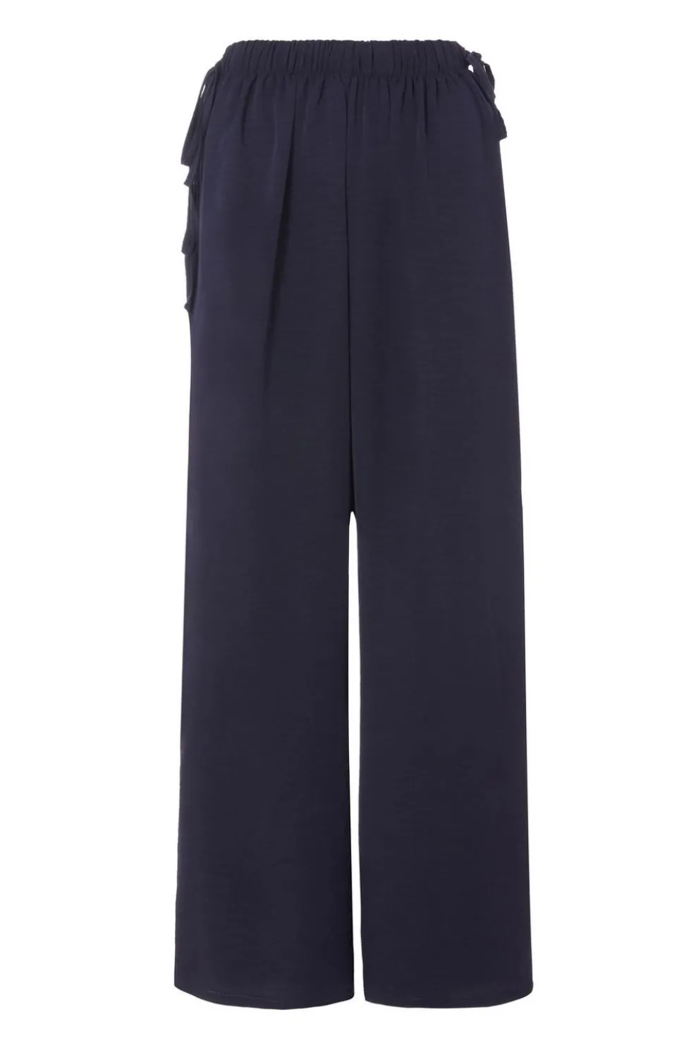Navy Tie Waist Palazzo Trousers