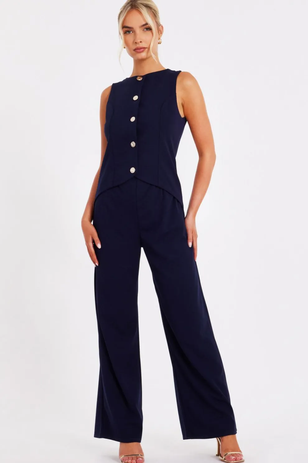 Navy Waistcoat Jumpsuit