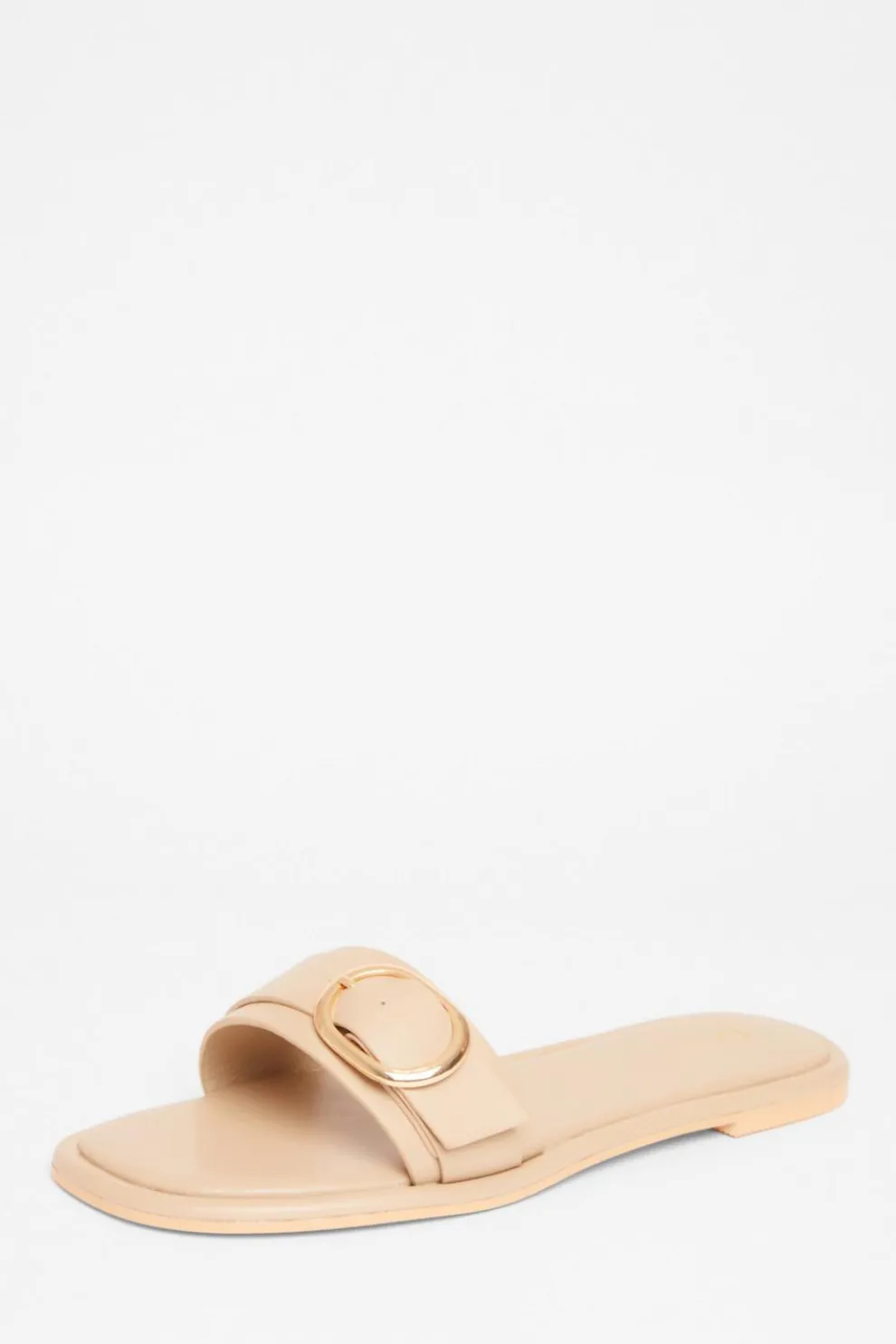 Nude Buckle Flat Sandals