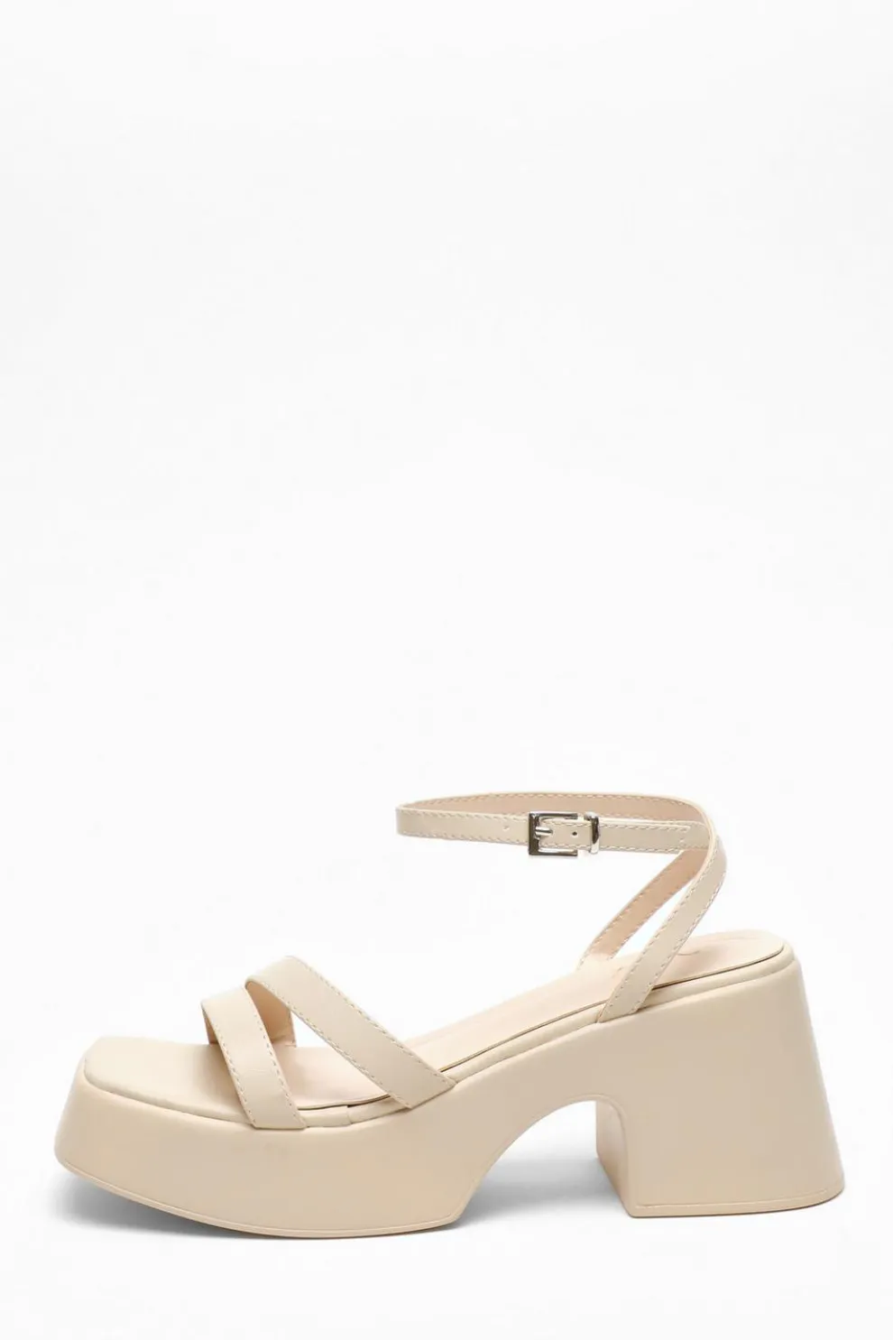 Nude Chunky Faux Leather Platform Sandals