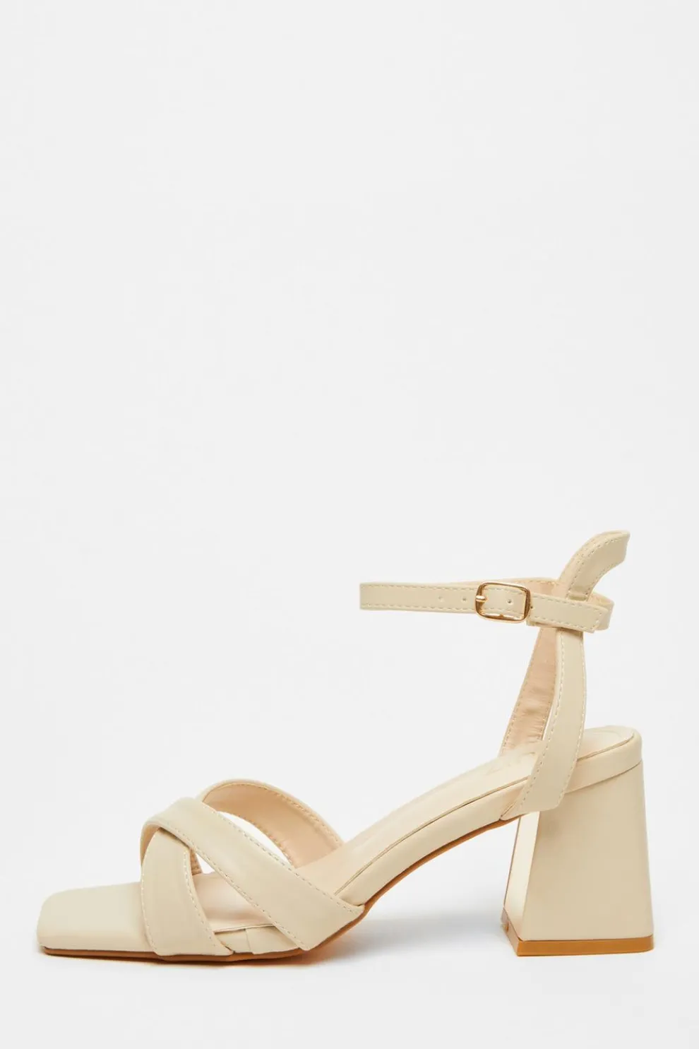 Nude Cross Strap Heeled Sandal