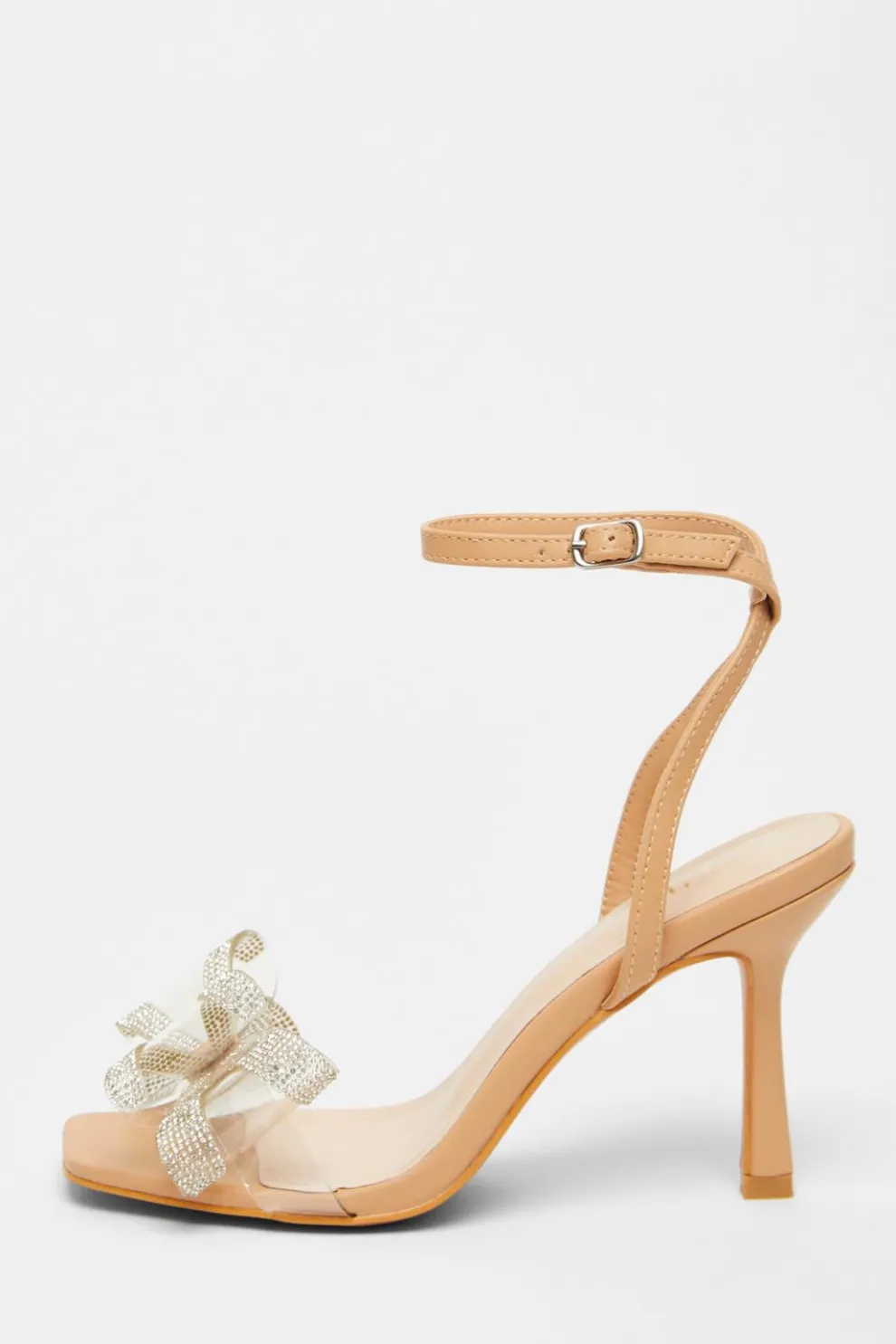 Nude Diamante Bow Heels