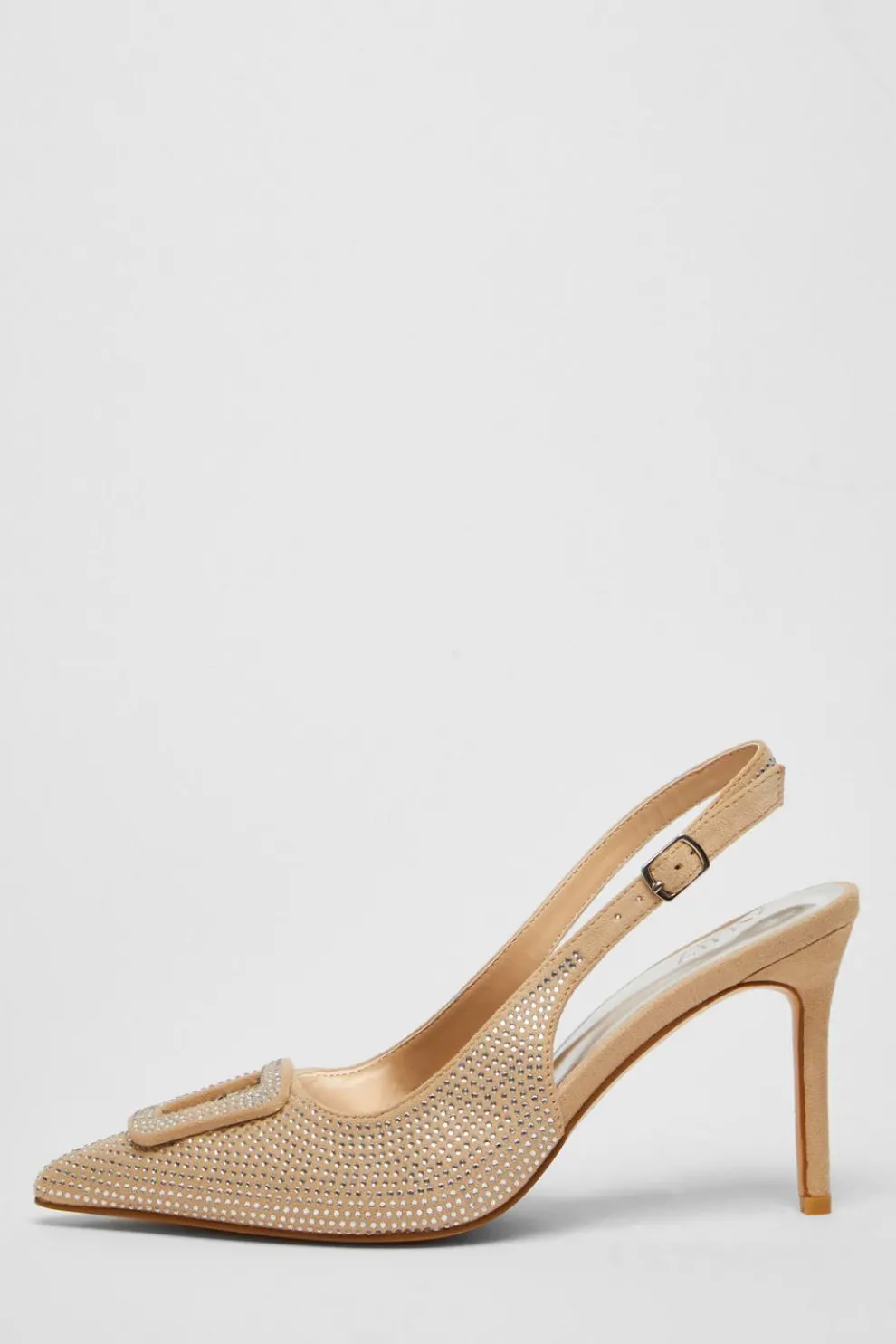 Nude Diamante Court Sling Back Heel