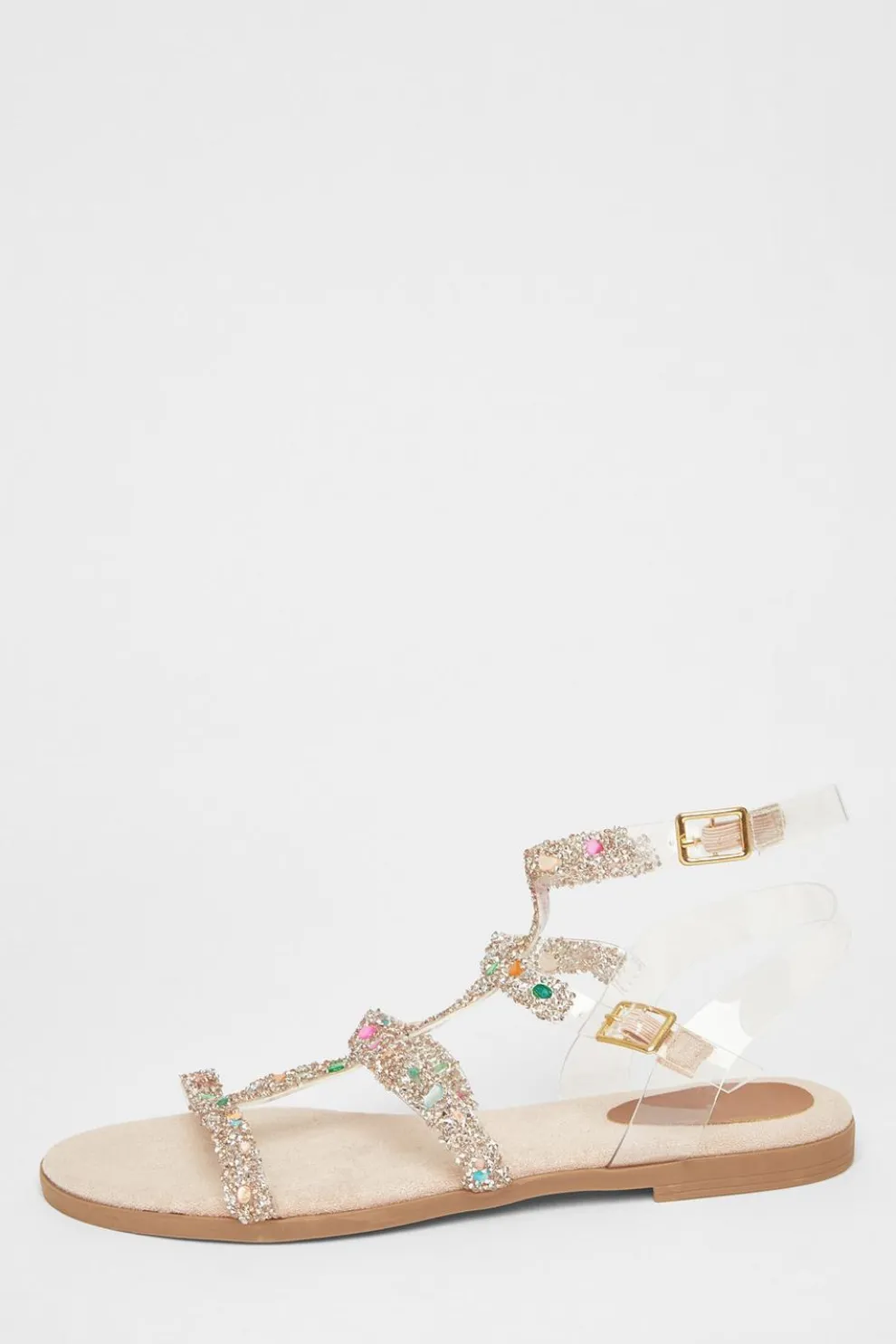Nude Diamante Gladiator Sandals