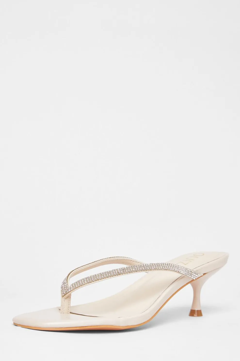 Nude Diamante Toe Post Heels