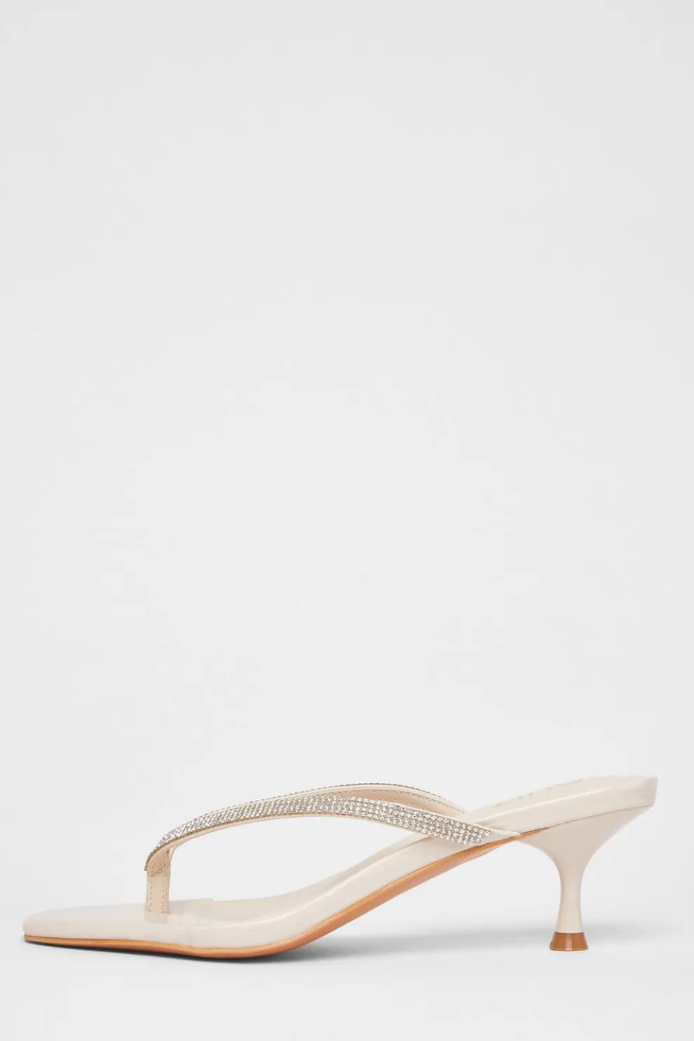 Nude Diamante Toe Post Heels