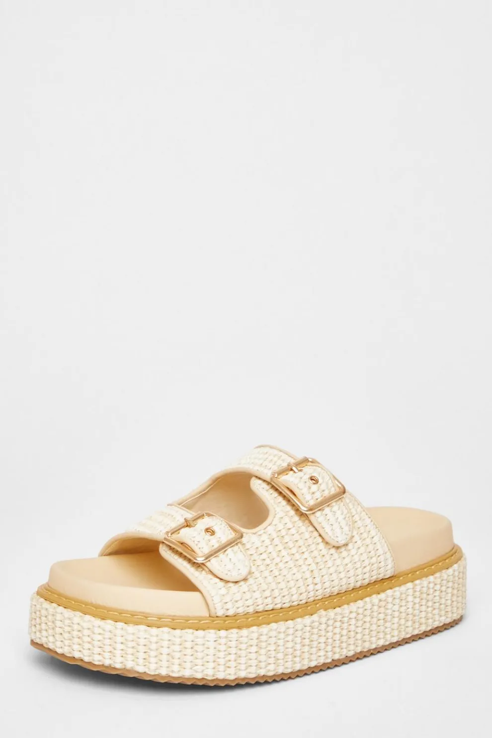 Nude Double Buckle Flatform