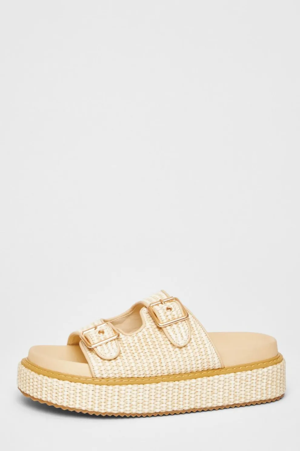 Nude Double Buckle Flatform