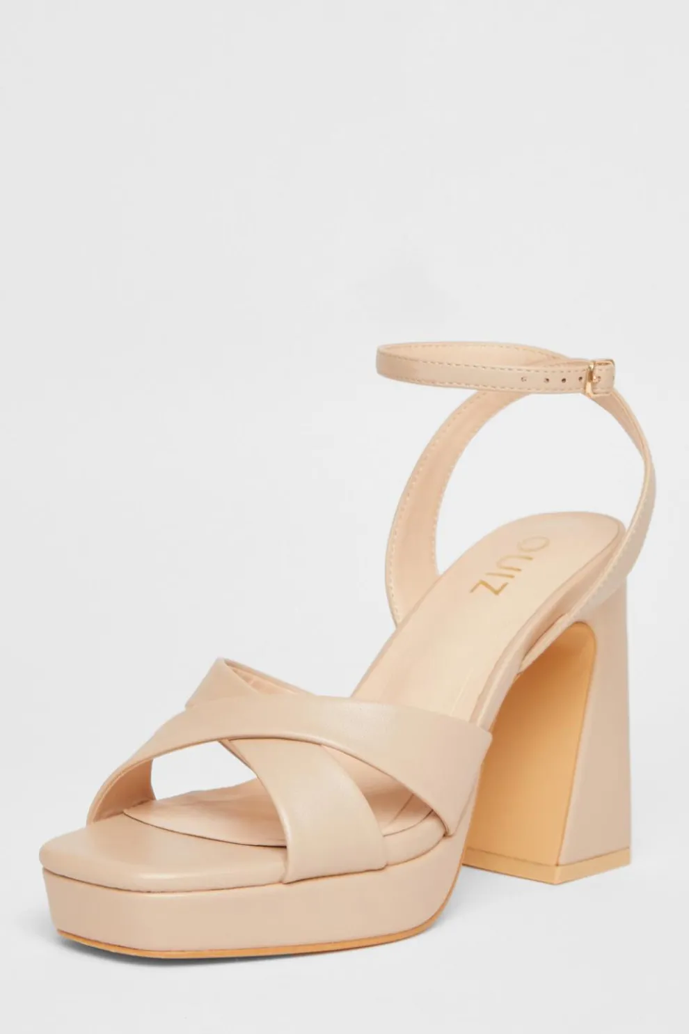 Nude Faux Leather Platform Heels