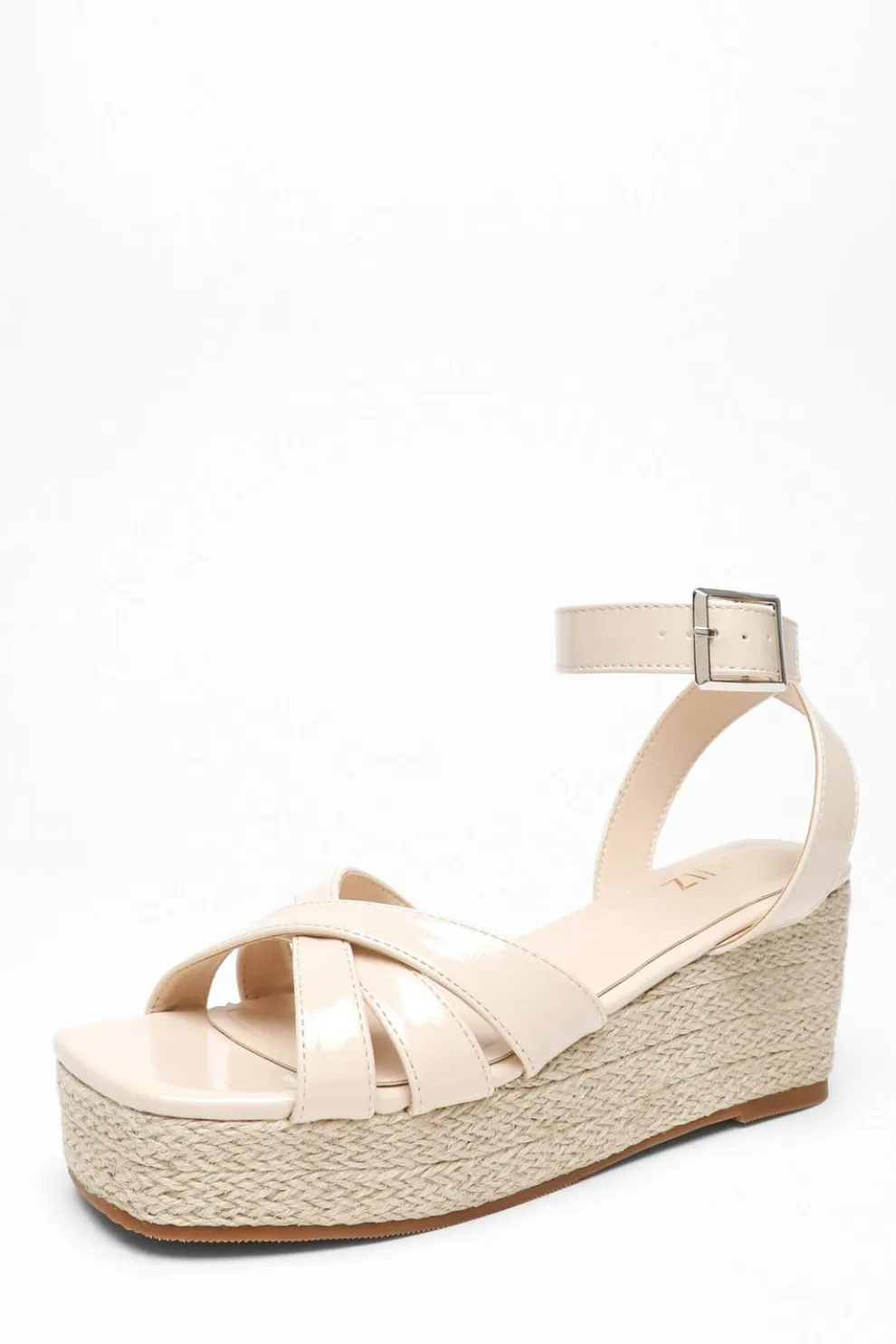 Nude Faux Leather Strappy Wedges