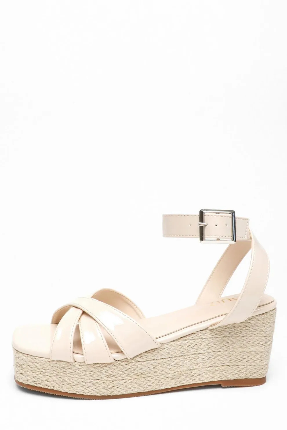 Nude Faux Leather Strappy Wedges