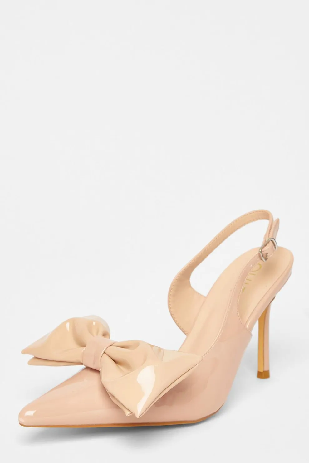 Nude Patent Bow Court Heels