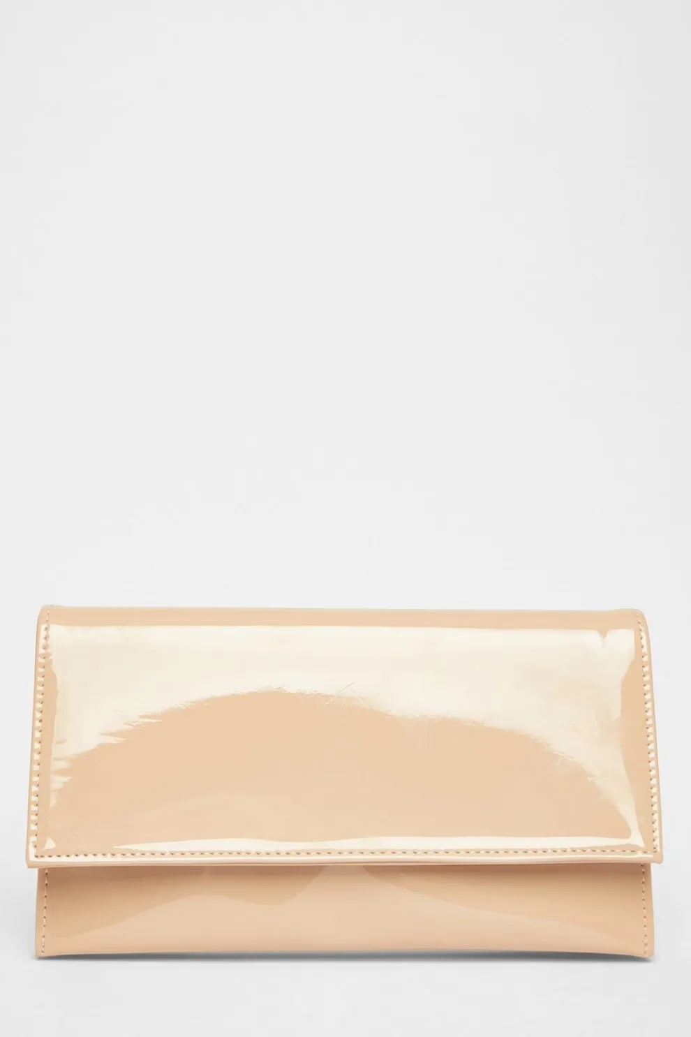 Nude Patent Fold Over Envelope Bag