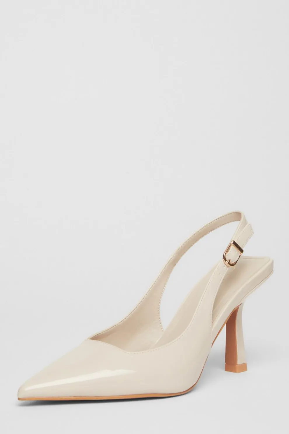 Nude Patent Slingback Low Court Heels