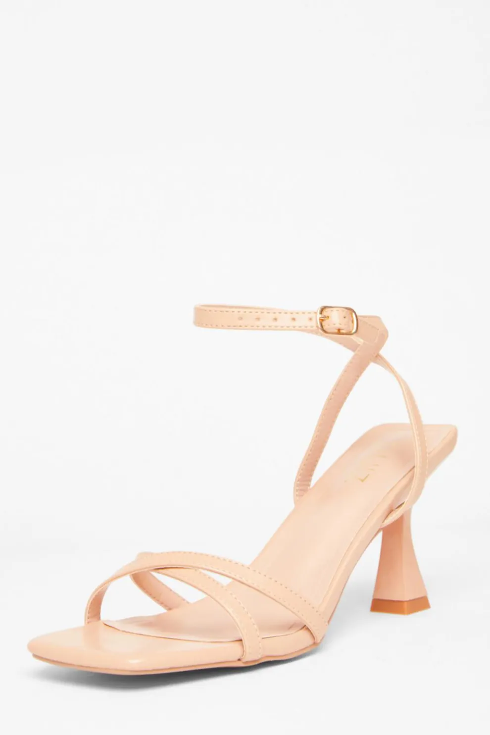 Nude Strappy Flared Heels
