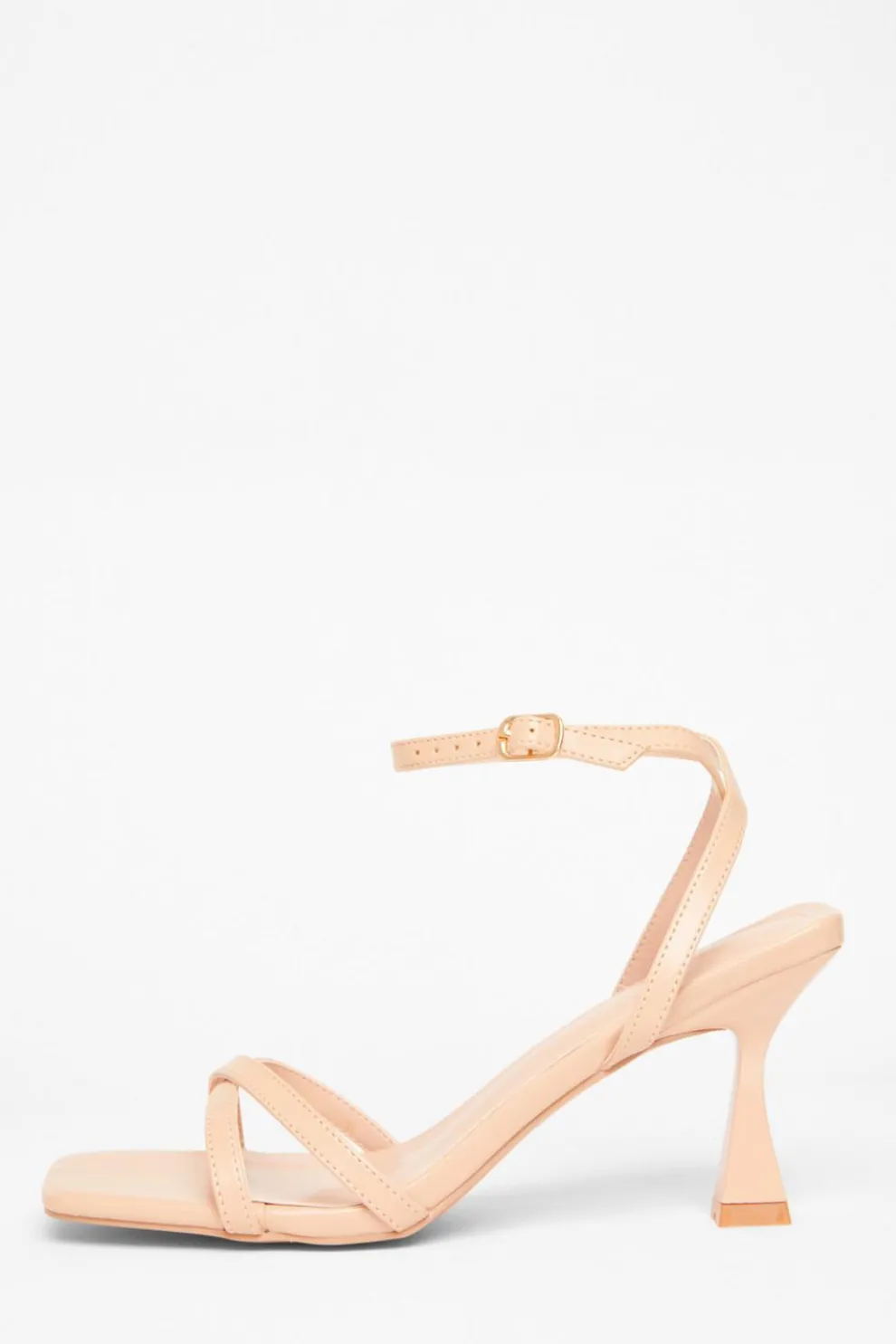 Nude Strappy Flared Heels