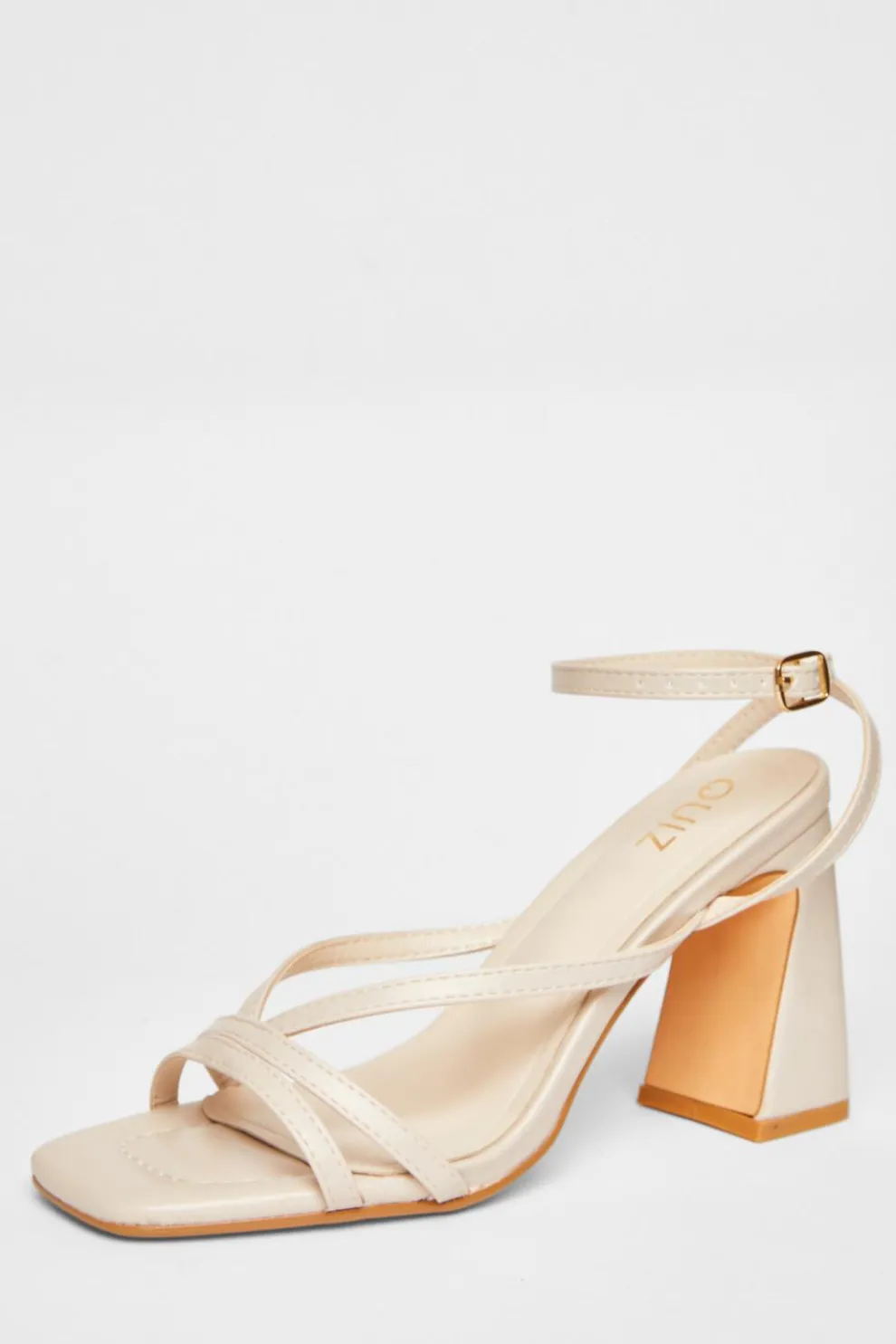 Nude Strappy High Block Heels