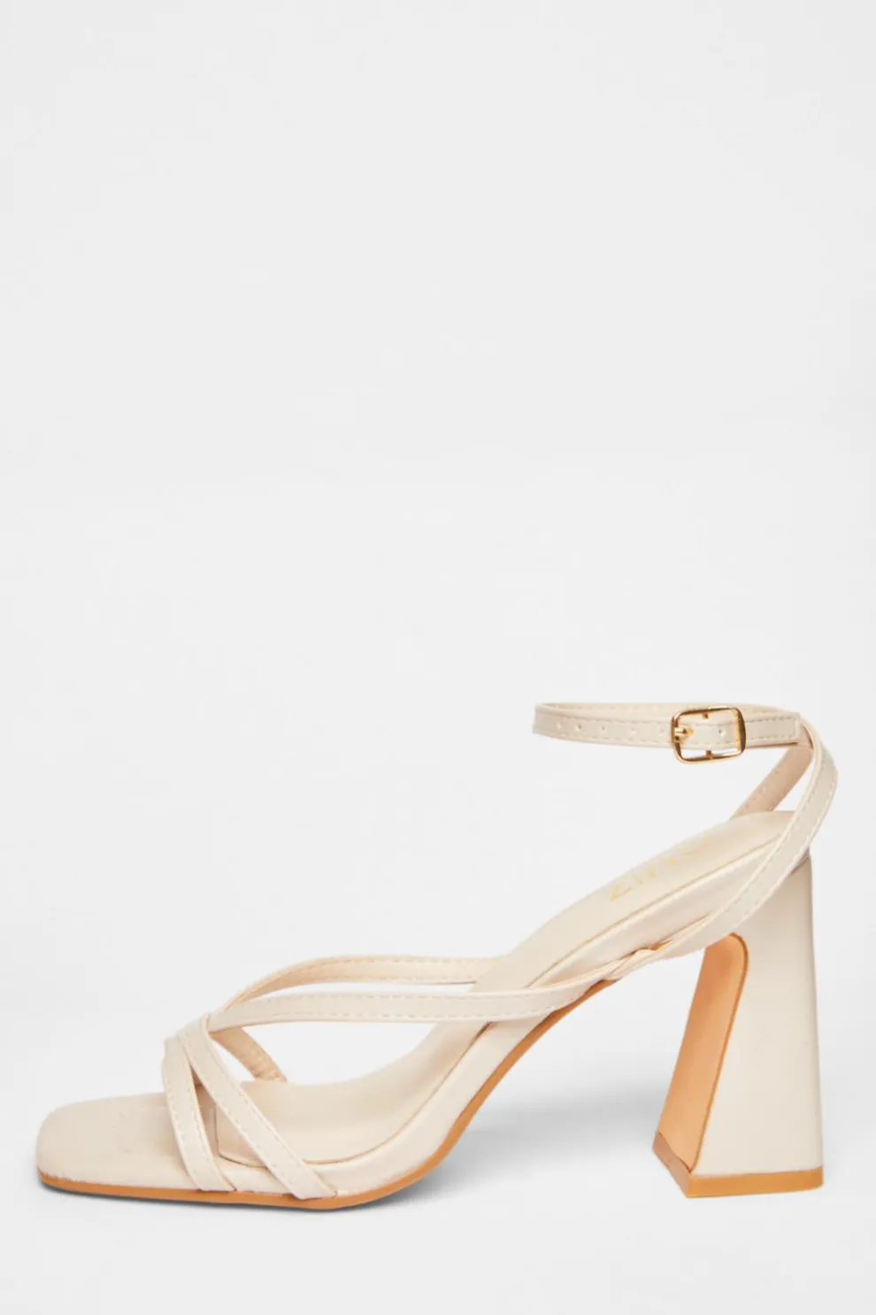 Nude Strappy High Block Heels