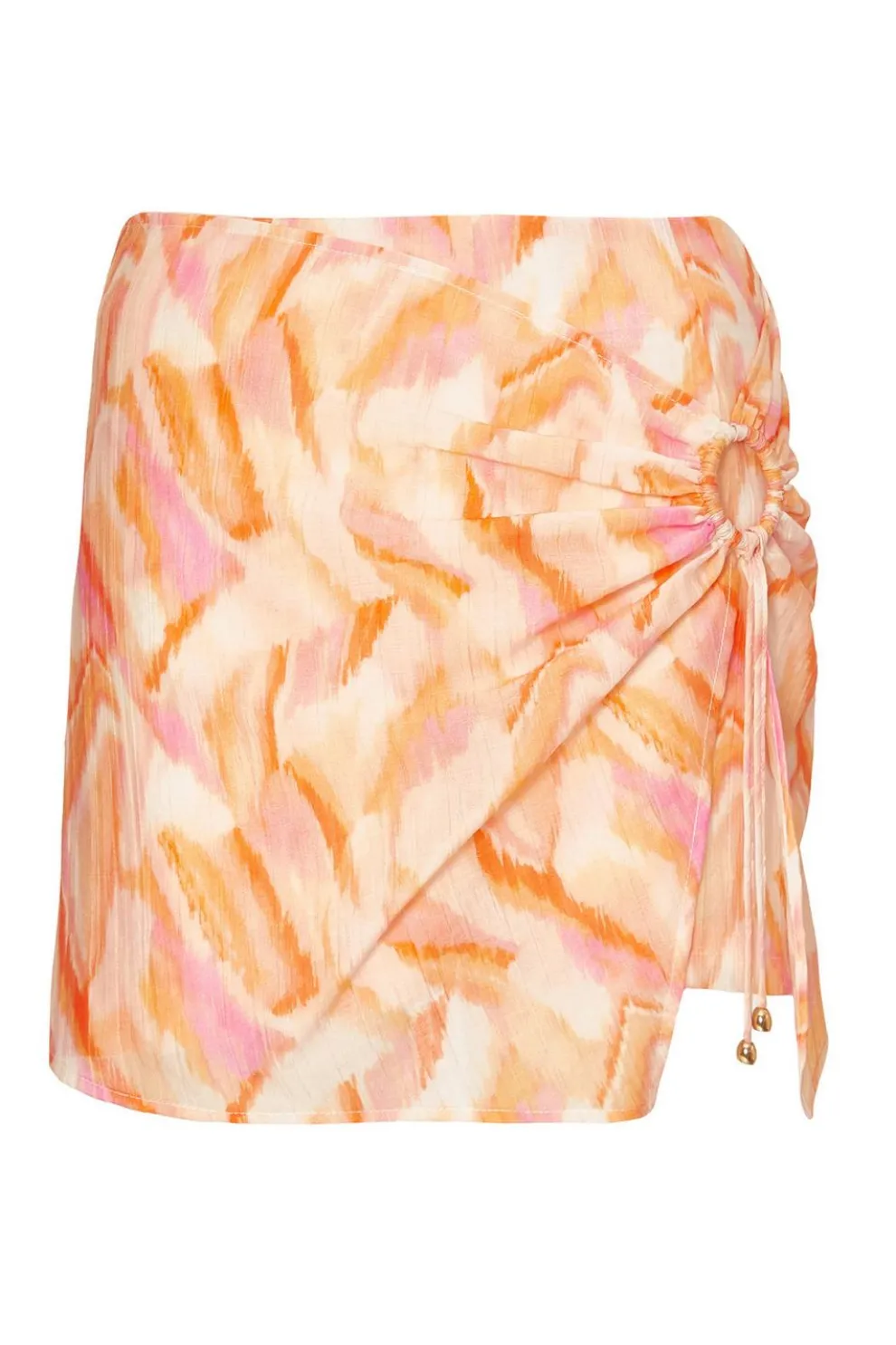 Orange Abstract Wrap Front Skort