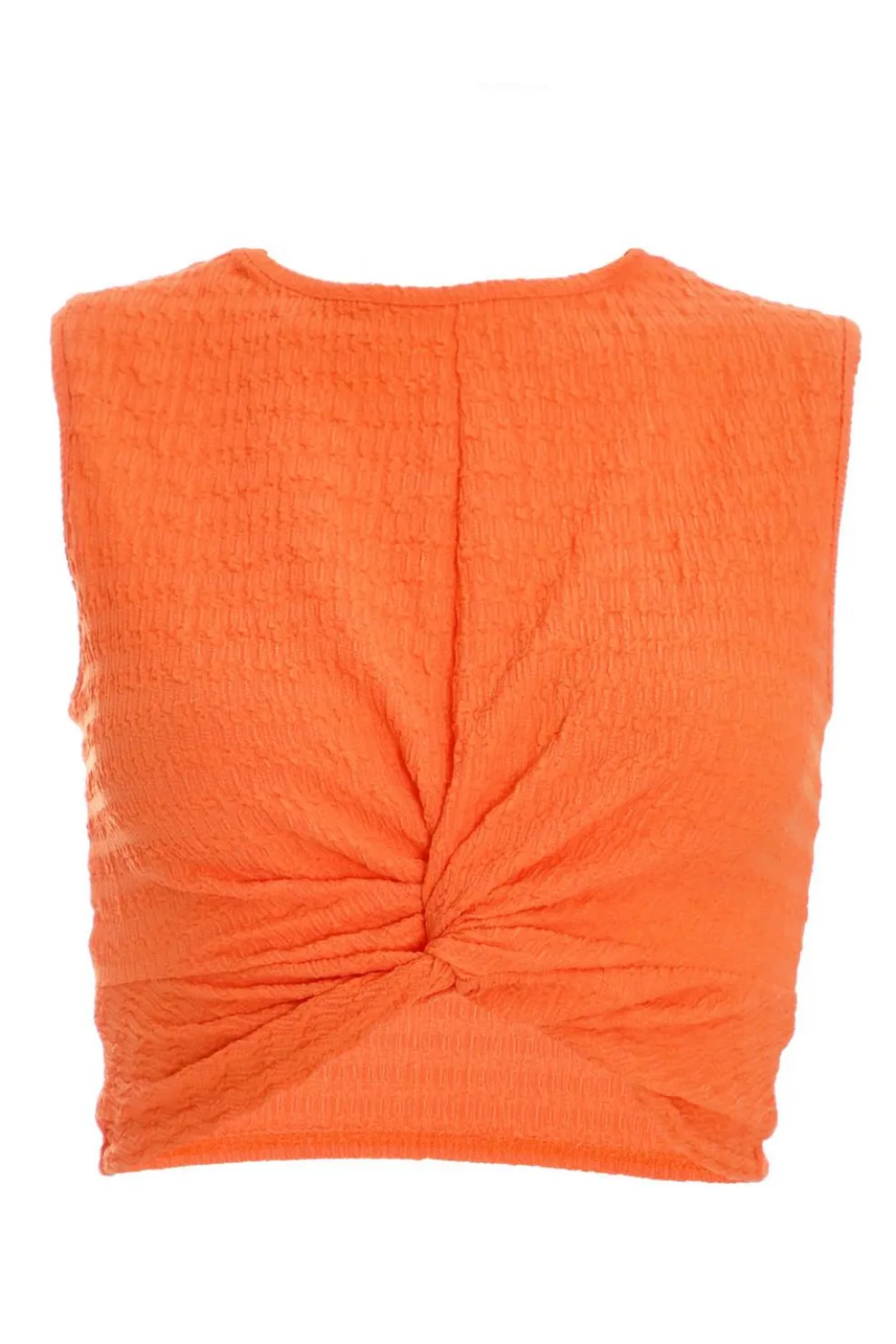 Orange Knot Front Crop Top