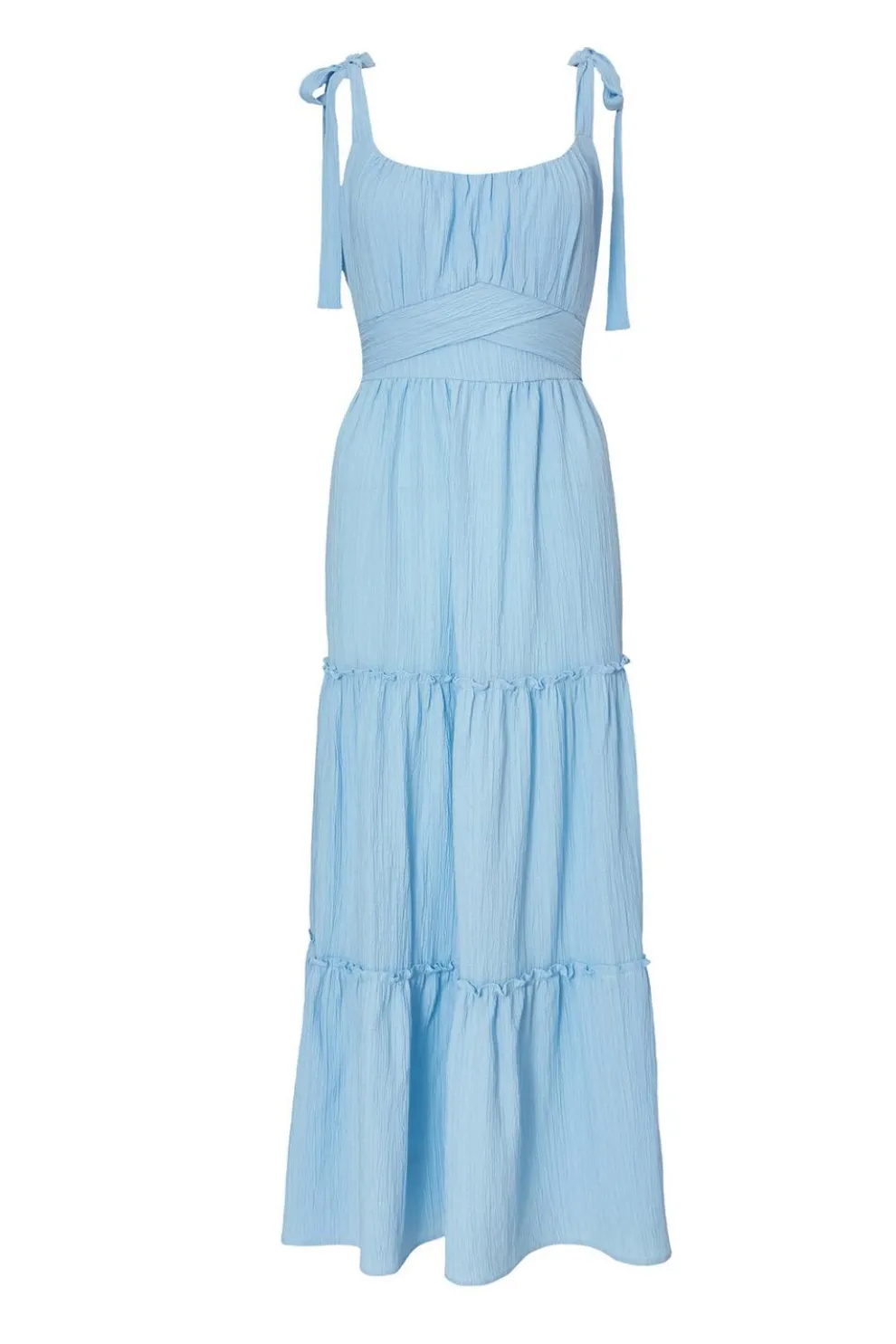 Pale Blue Crinkle Midaxi Dress