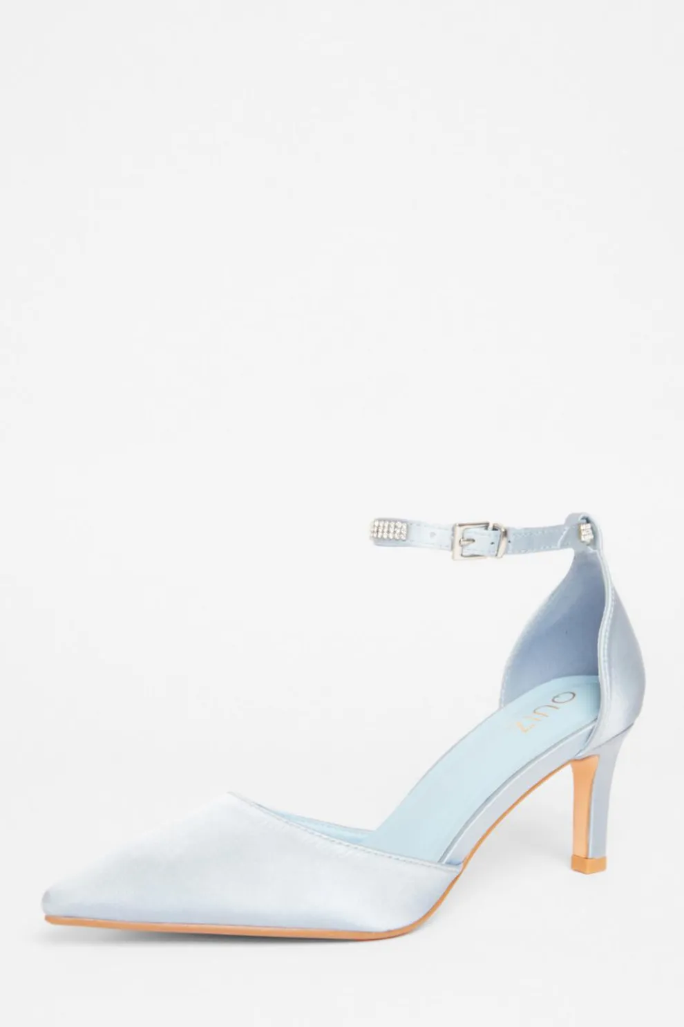 Pale Blue Diamante Strap Court Heels