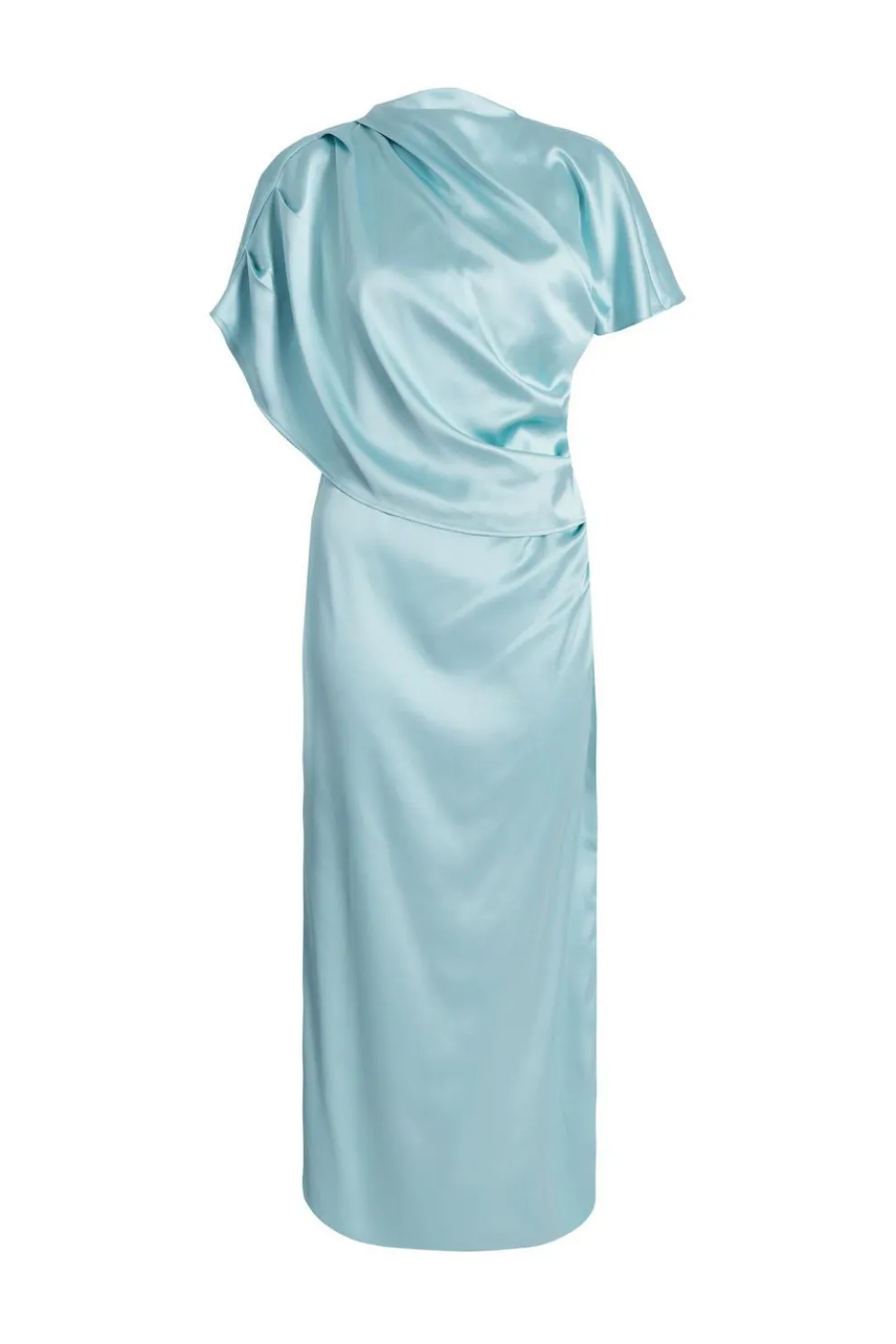 Pale Blue Satin Midi Dress