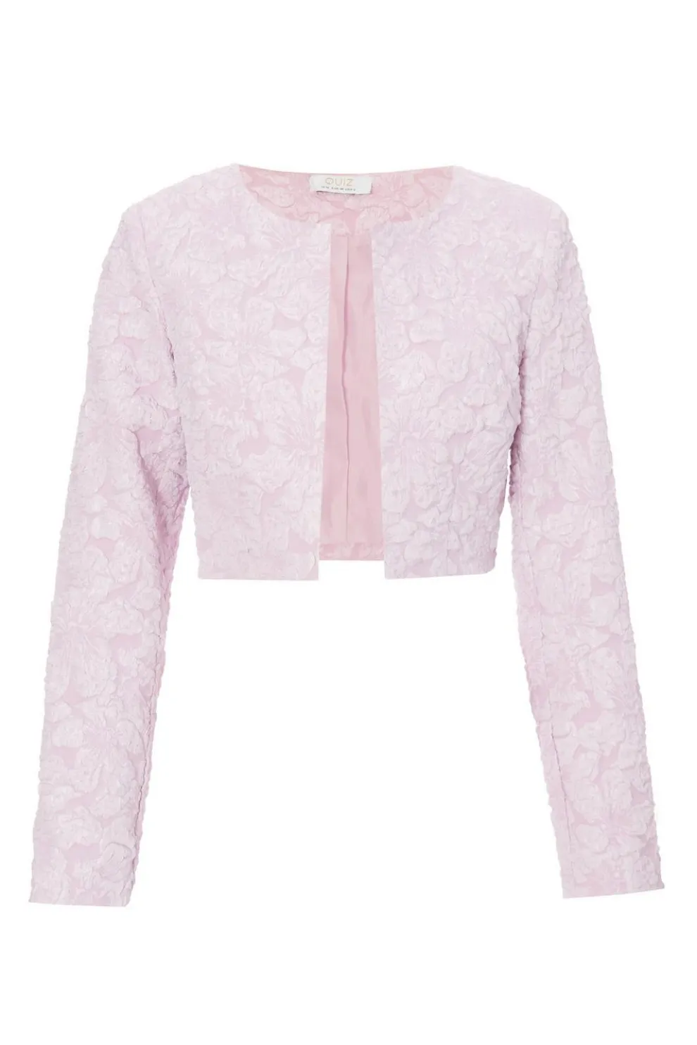 Pale Pink Jacquard Crop Jacket