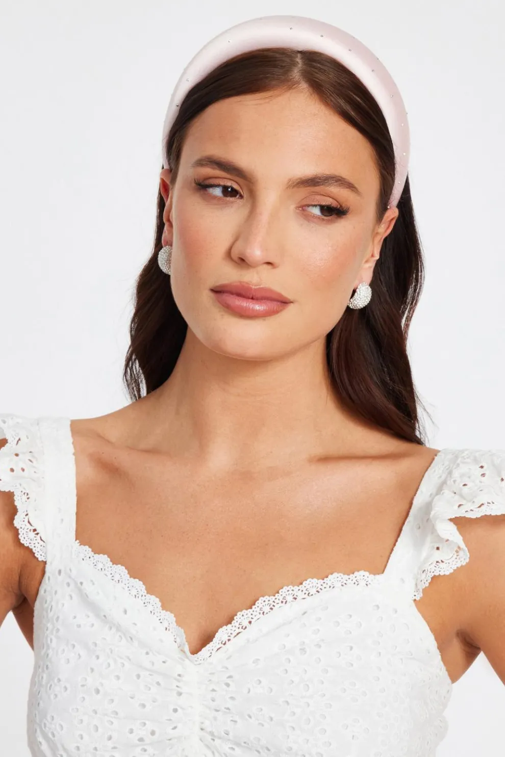 Pale Pink Satin Diamante Headband