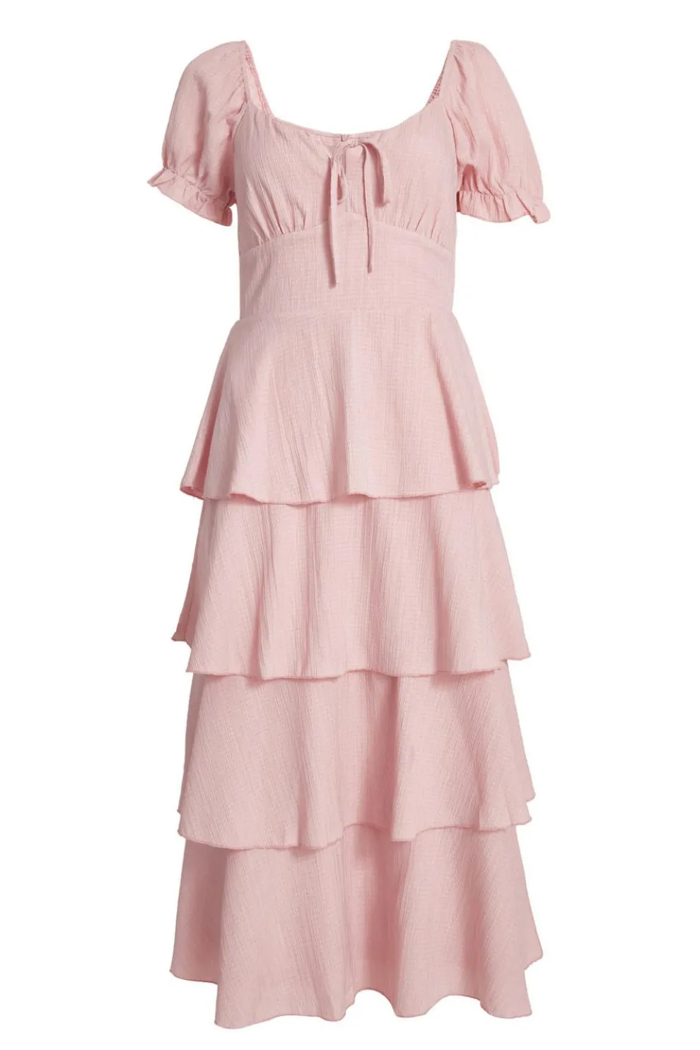 Pale Pink Tiered Midi Dress