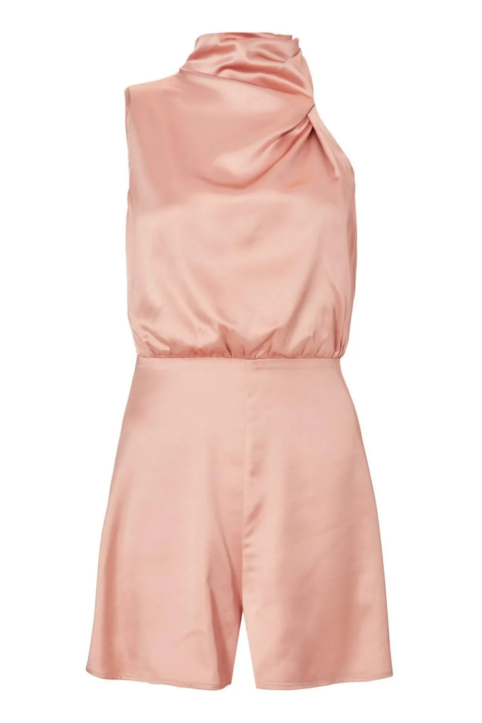 Peach Satin Asymmetric Playsuit