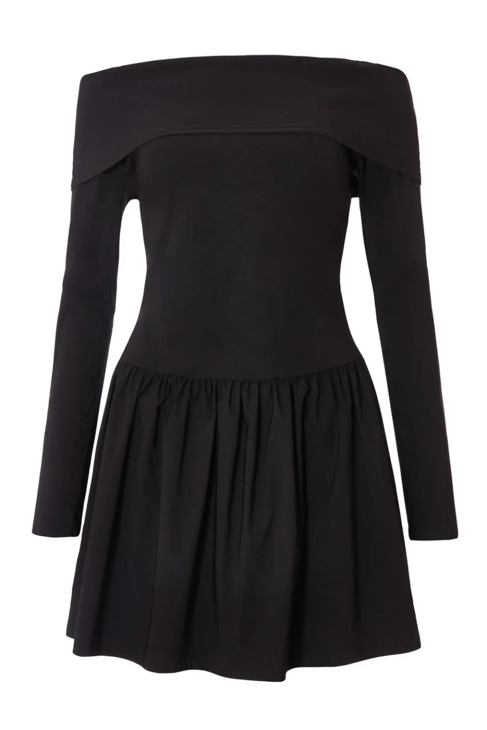 Petite Black Bardot Skater Dress