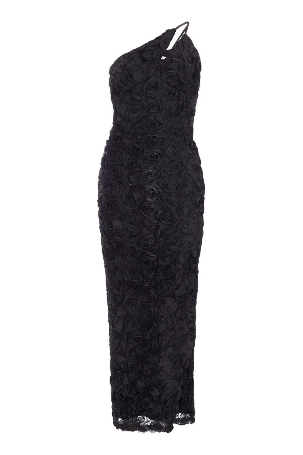 Petite Black One Shoulder Floral Maxi Dress