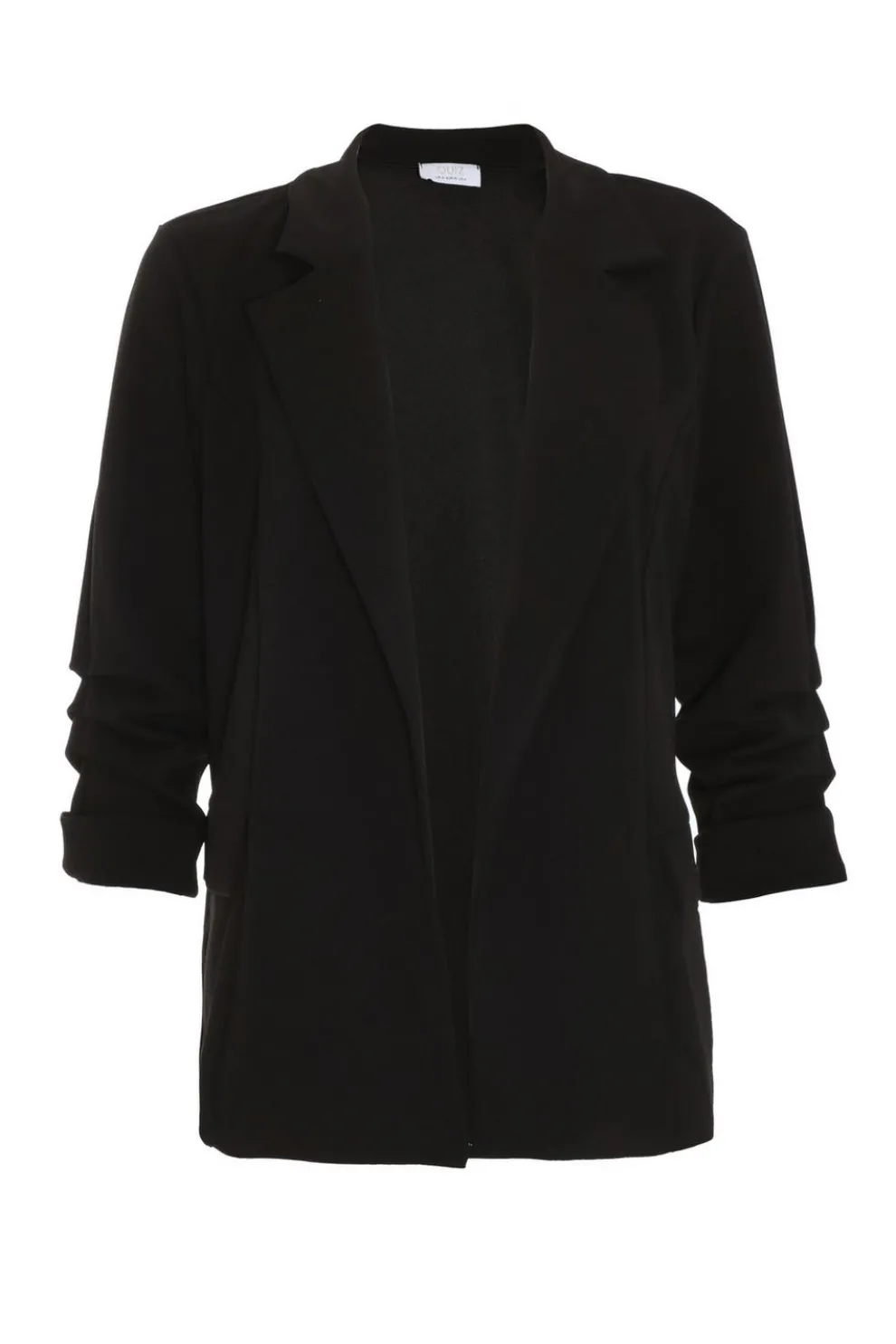 Petite Black Ruched Sleeve Blazer