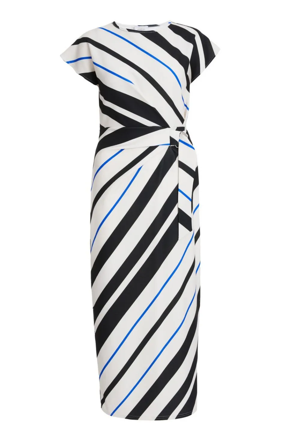 Petite Black Stripe Tie Belt Midaxi Dress