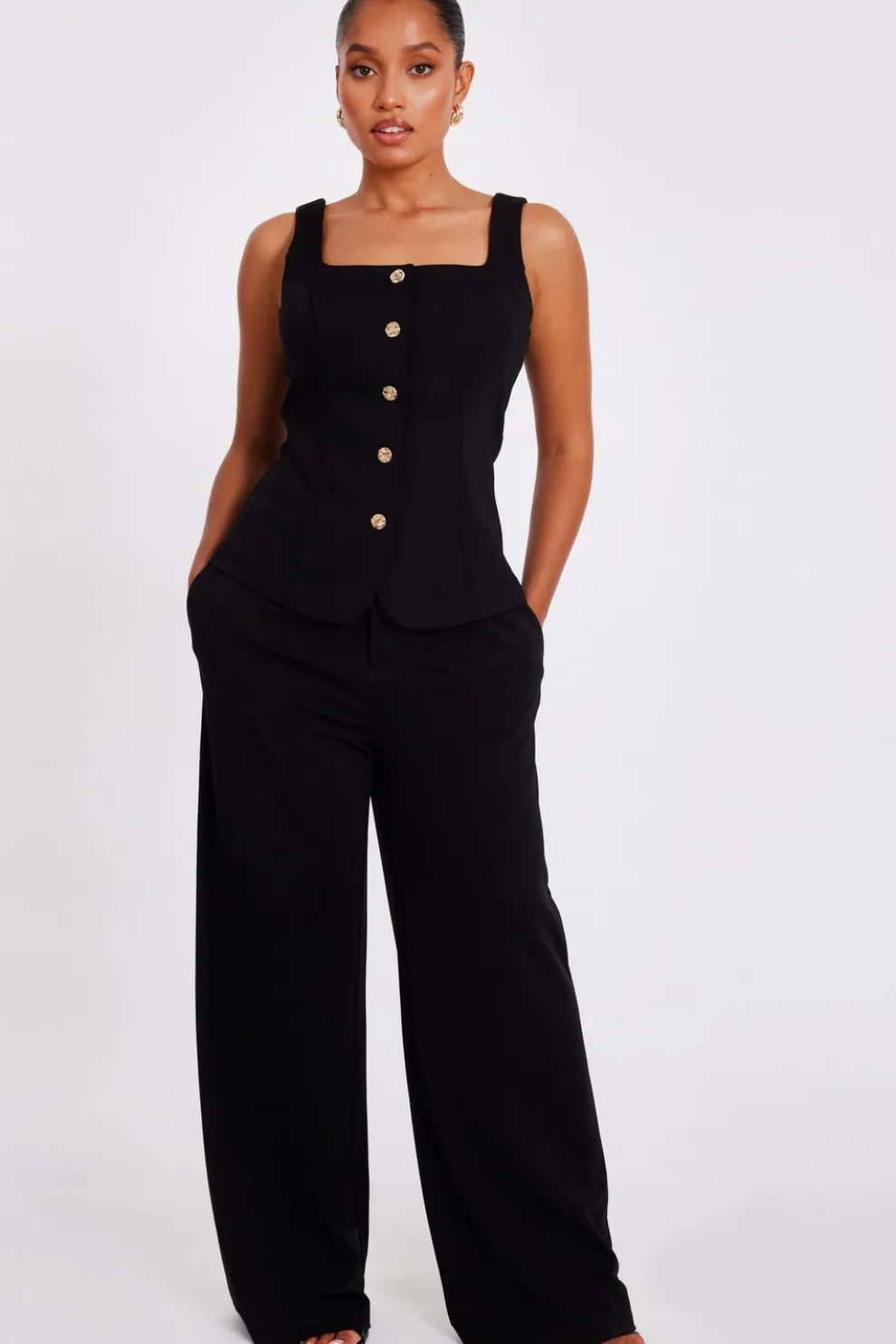 Petite Black Wide Leg Trousers